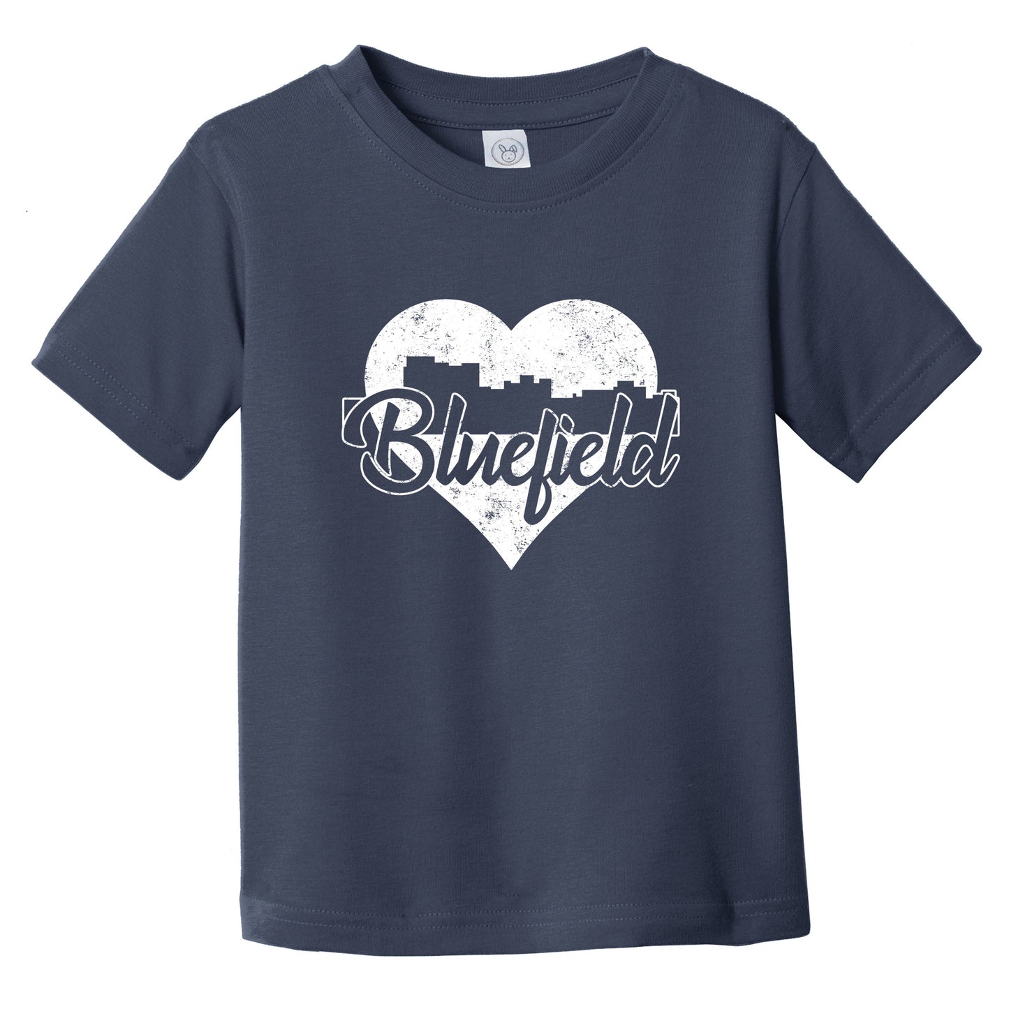 Retro Bluefield West Virginia Skyline Heart Distressed Infant Toddler T-Shirt