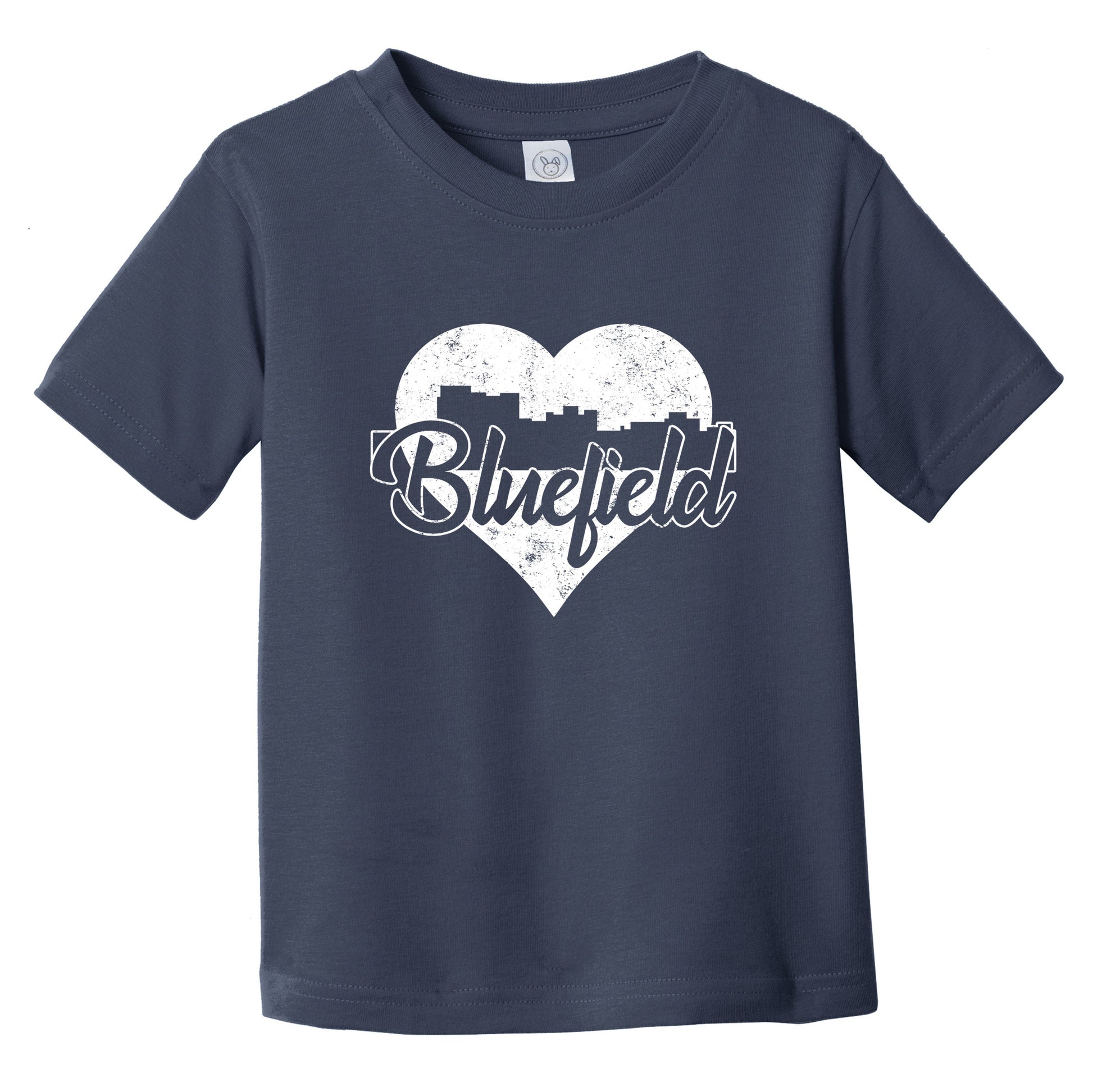 Retro Bluefield West Virginia Skyline Heart Distressed Infant Toddler T-Shirt