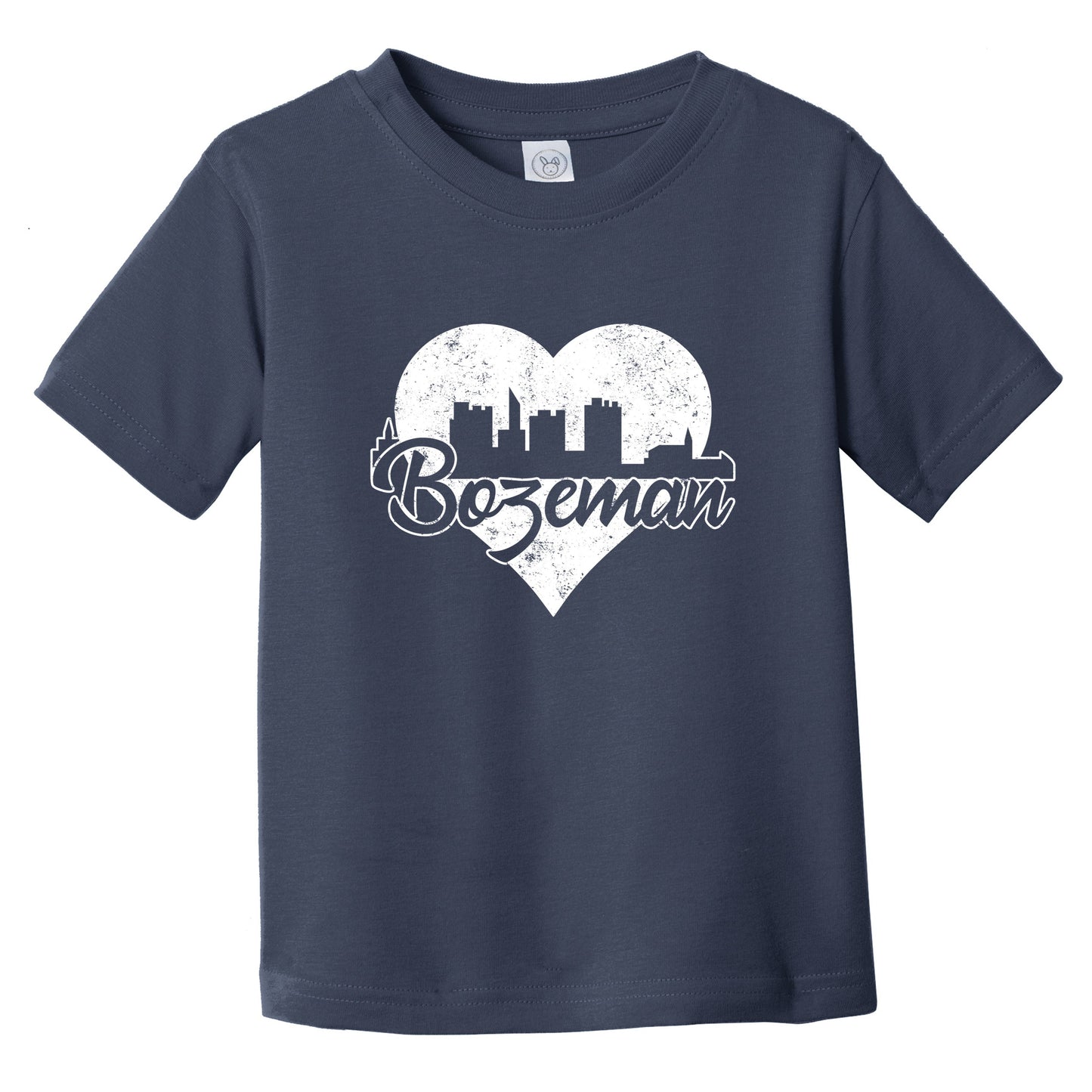 Retro Bozeman Montana Skyline Heart Distressed Infant Toddler T-Shirt