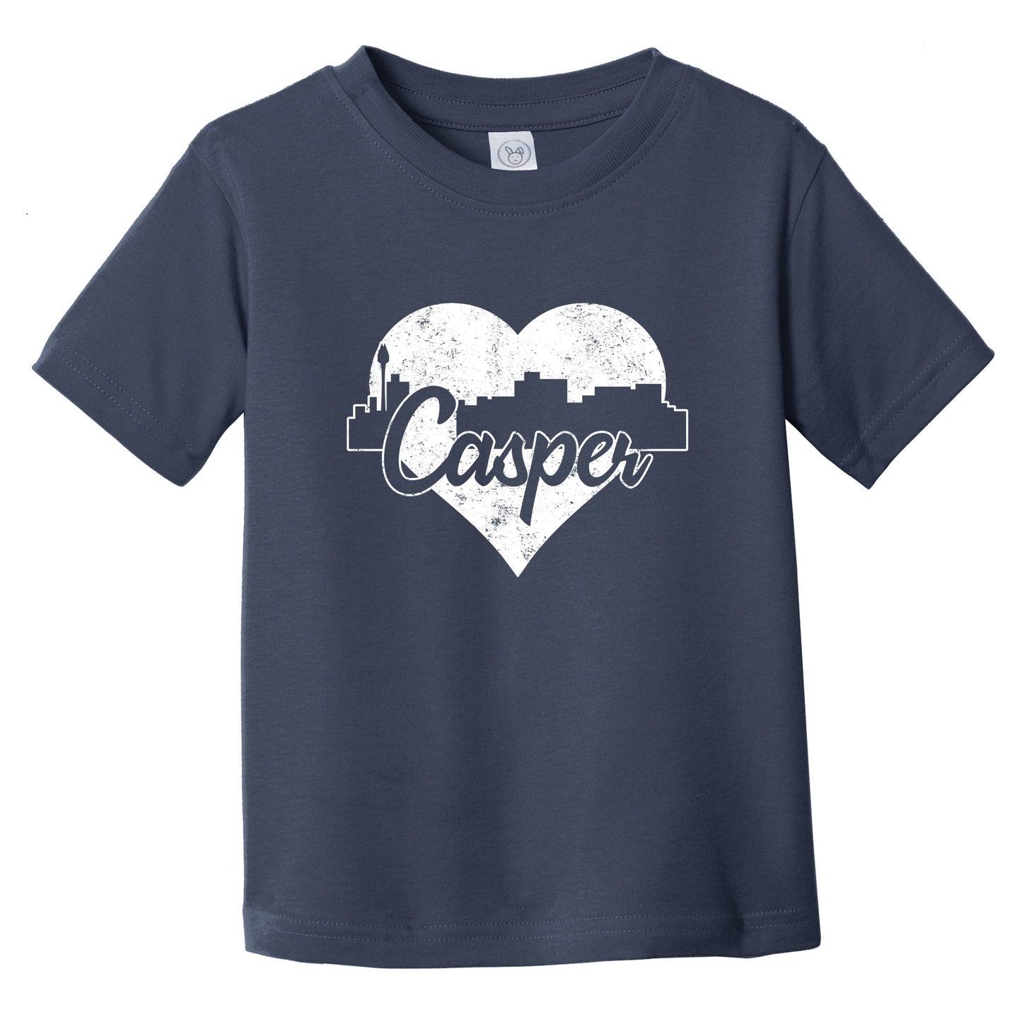 Retro Casper Wyoming Skyline Heart Distressed Infant Toddler T-Shirt