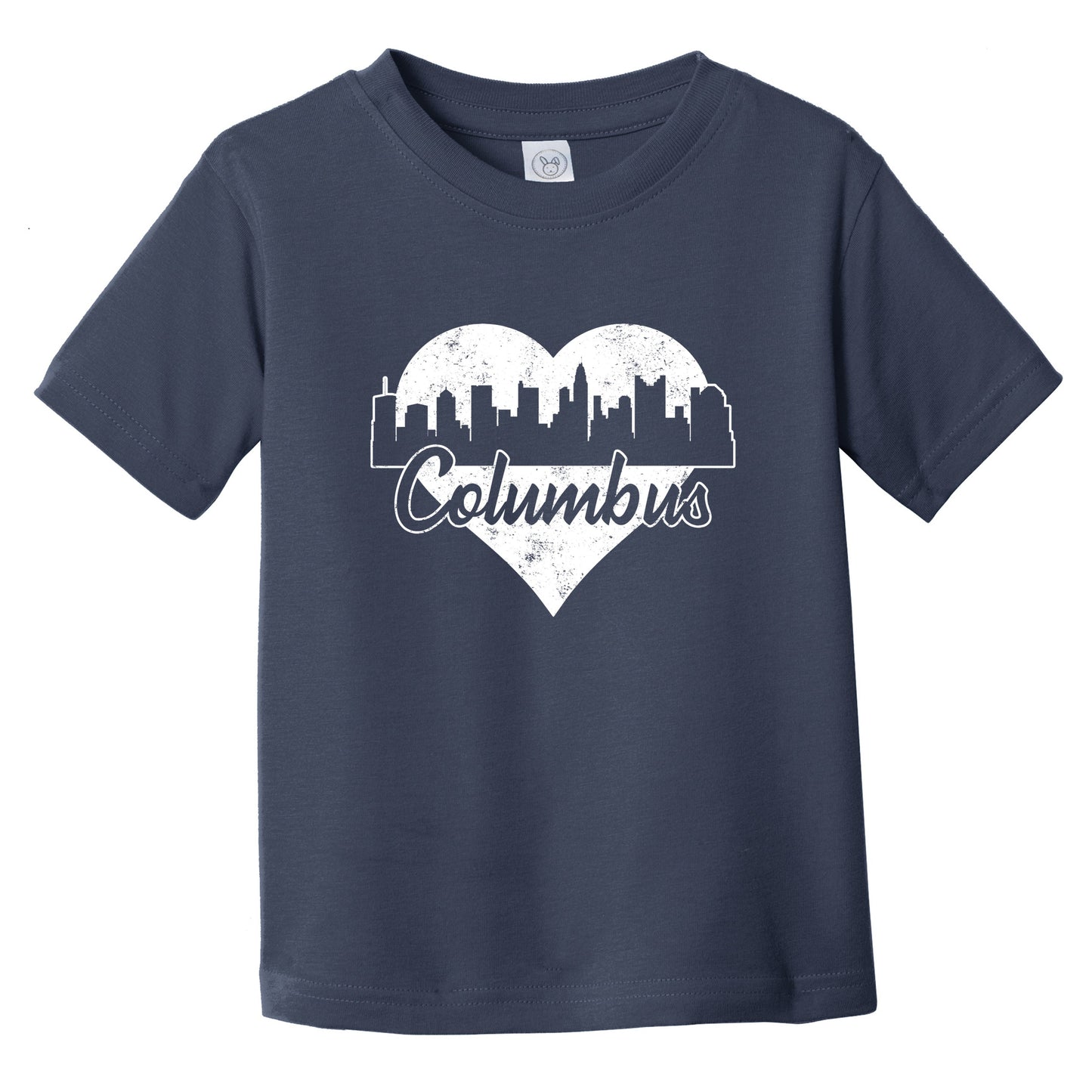 Retro Columbus Ohio Skyline Heart Distressed Infant Toddler T-Shirt