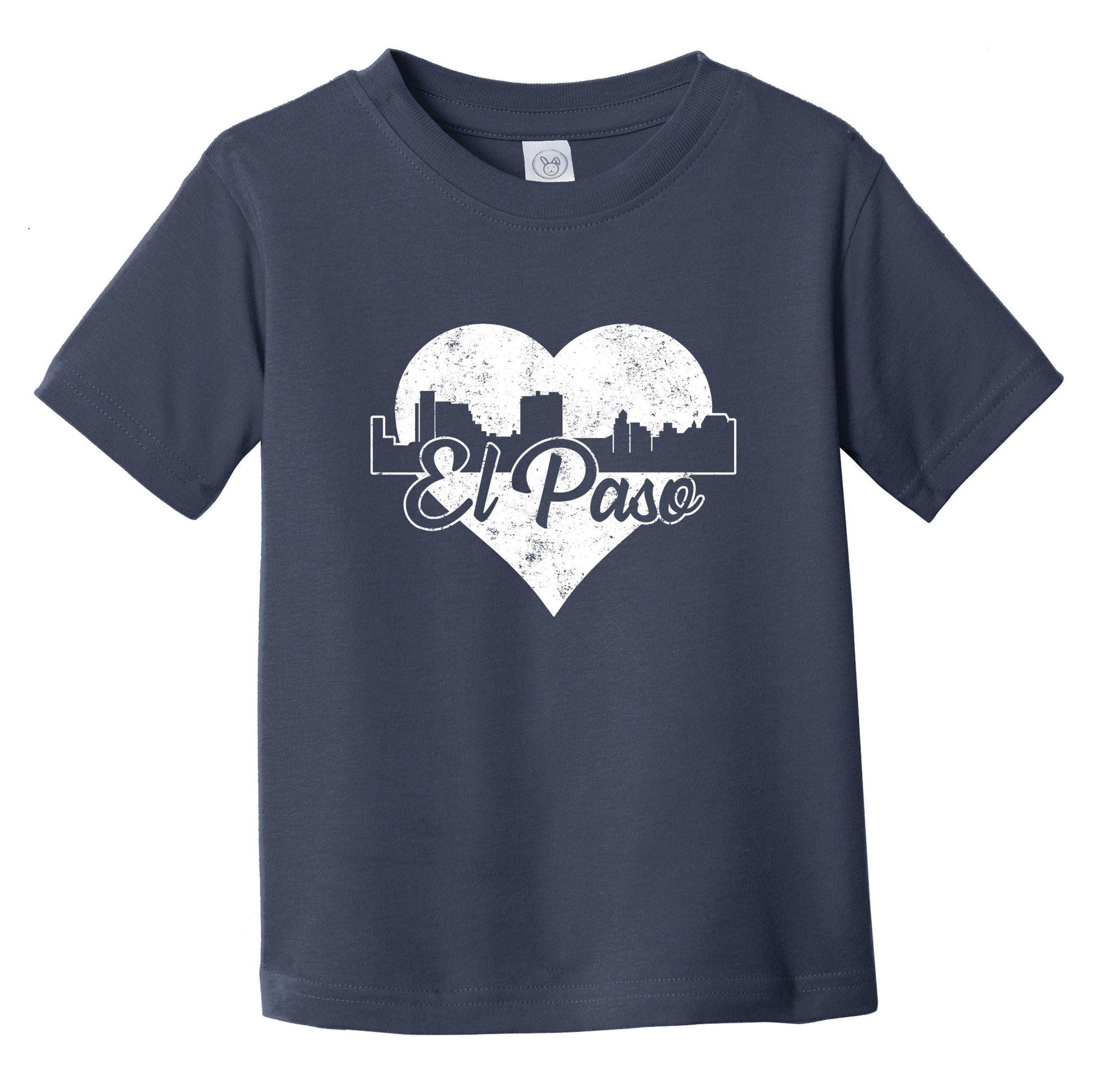 Retro El Paso Texas Skyline Heart Distressed Infant Toddler T-Shirt