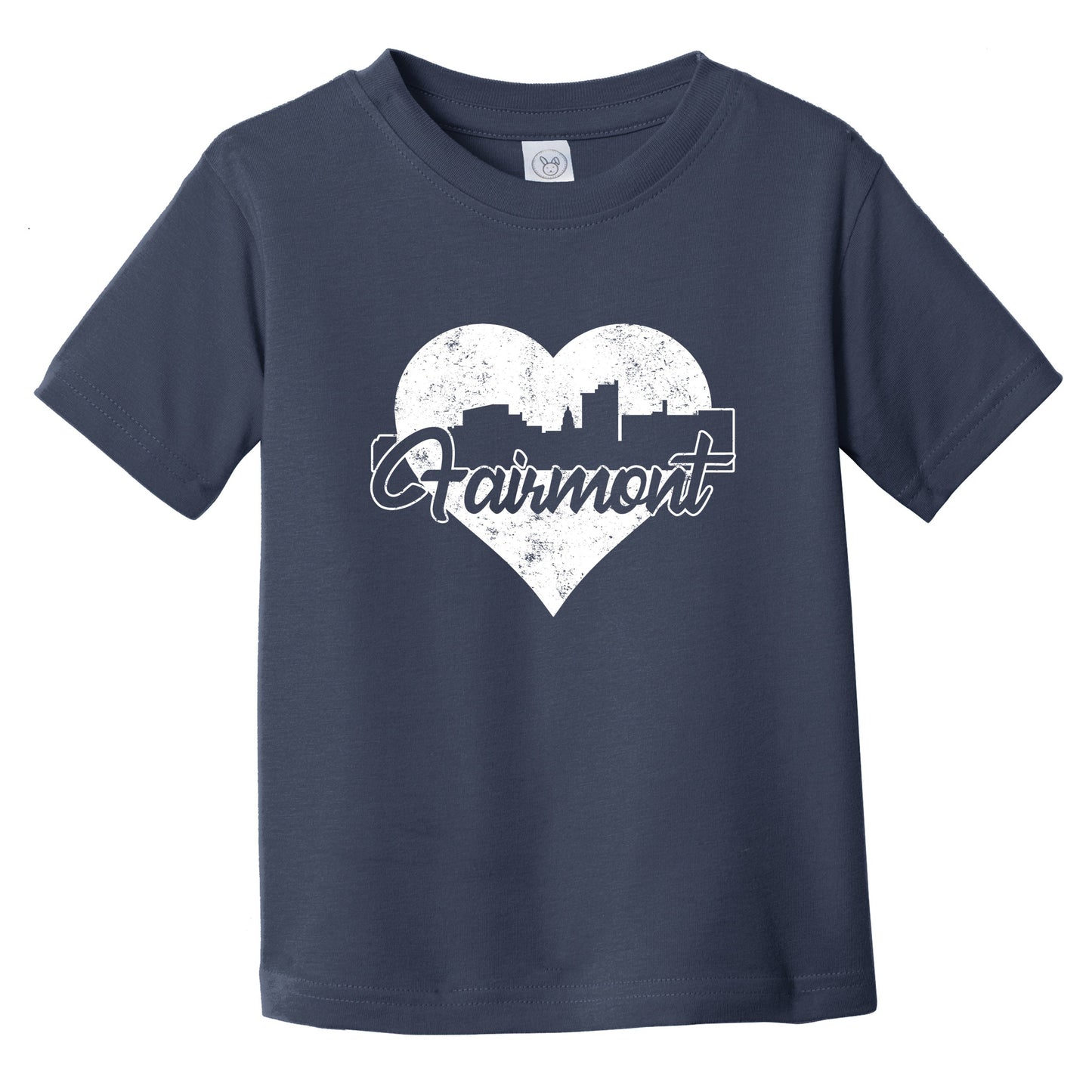 Retro Fairmont West Virginia Skyline Heart Distressed Infant Toddler T-Shirt