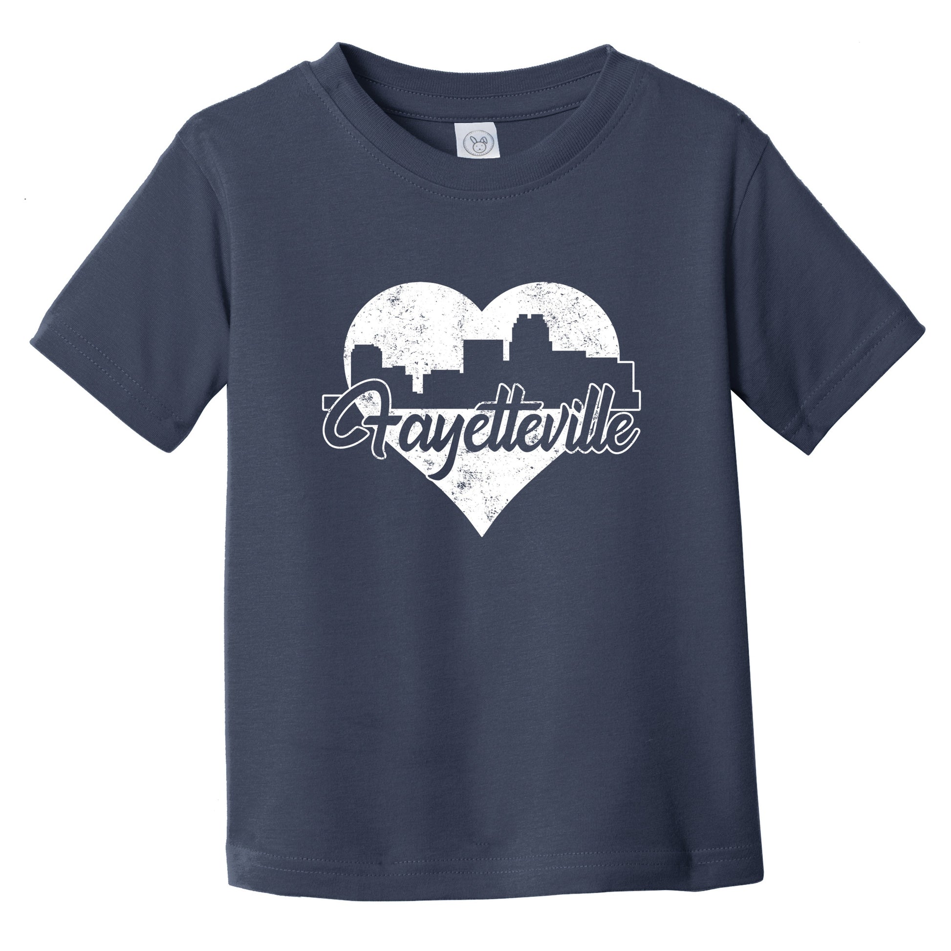 Retro Fayetteville North Carolina Skyline Heart Distressed Infant Toddler T-Shirt