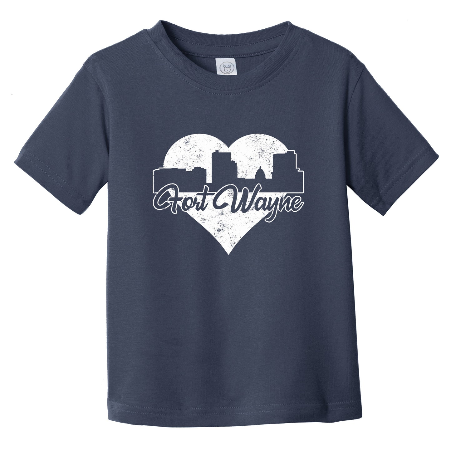 Retro Fort Wayne Indiana Skyline Heart Distressed Infant Toddler T-Shirt
