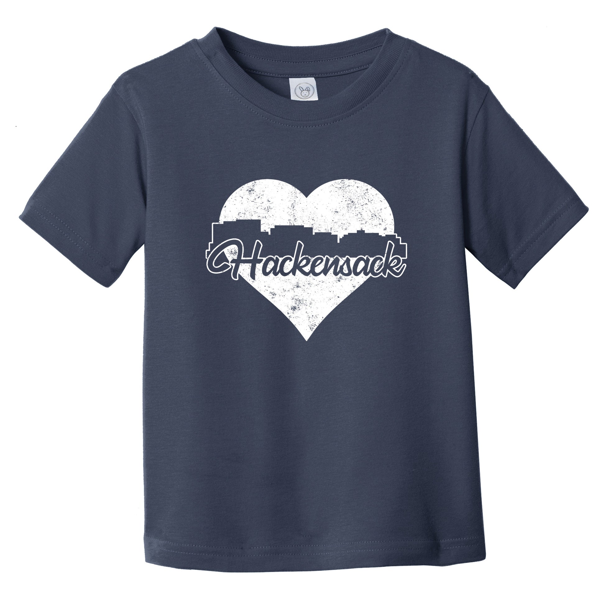 Retro Hackensack New Jersey Skyline Heart Distressed Infant Toddler T-Shirt