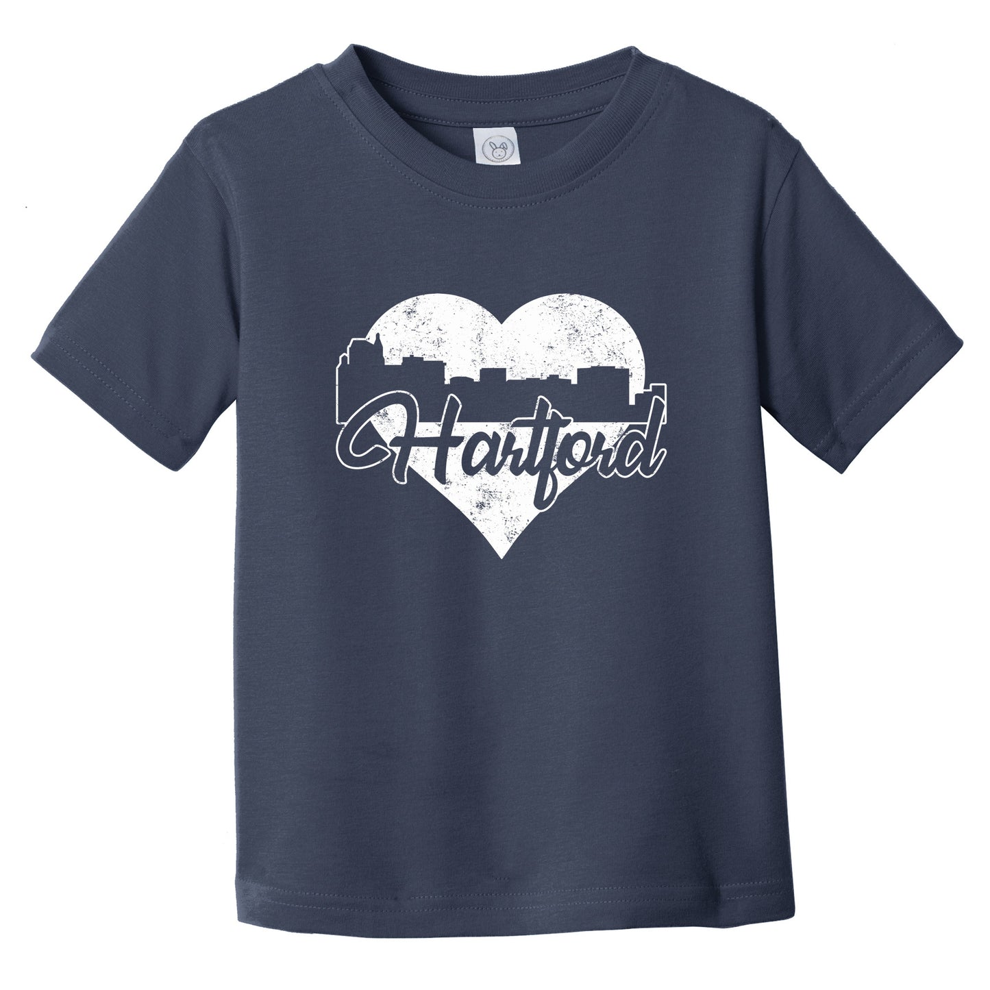 Retro Hartford Connecticut Skyline Heart Distressed Infant Toddler T-Shirt