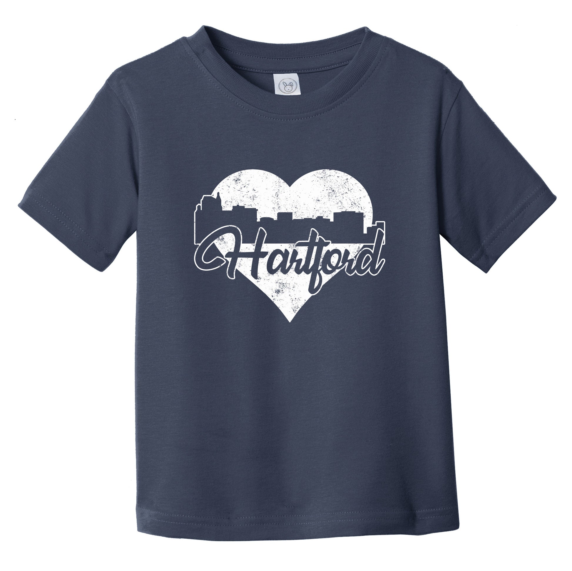 Retro Hartford Connecticut Skyline Heart Distressed Infant Toddler T-Shirt