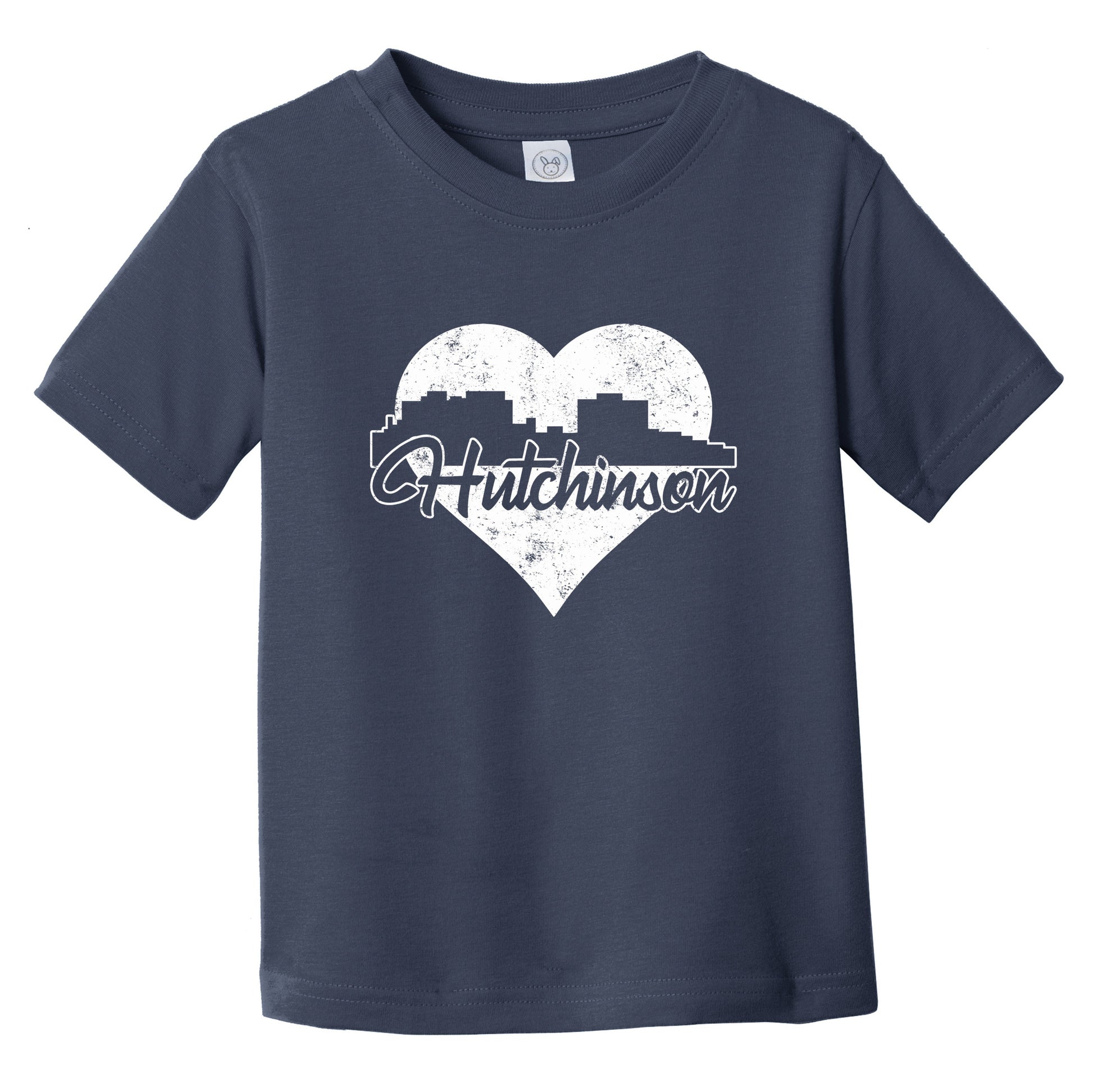 Retro Hutchinson Kansas Skyline Heart Distressed Infant Toddler T-Shirt