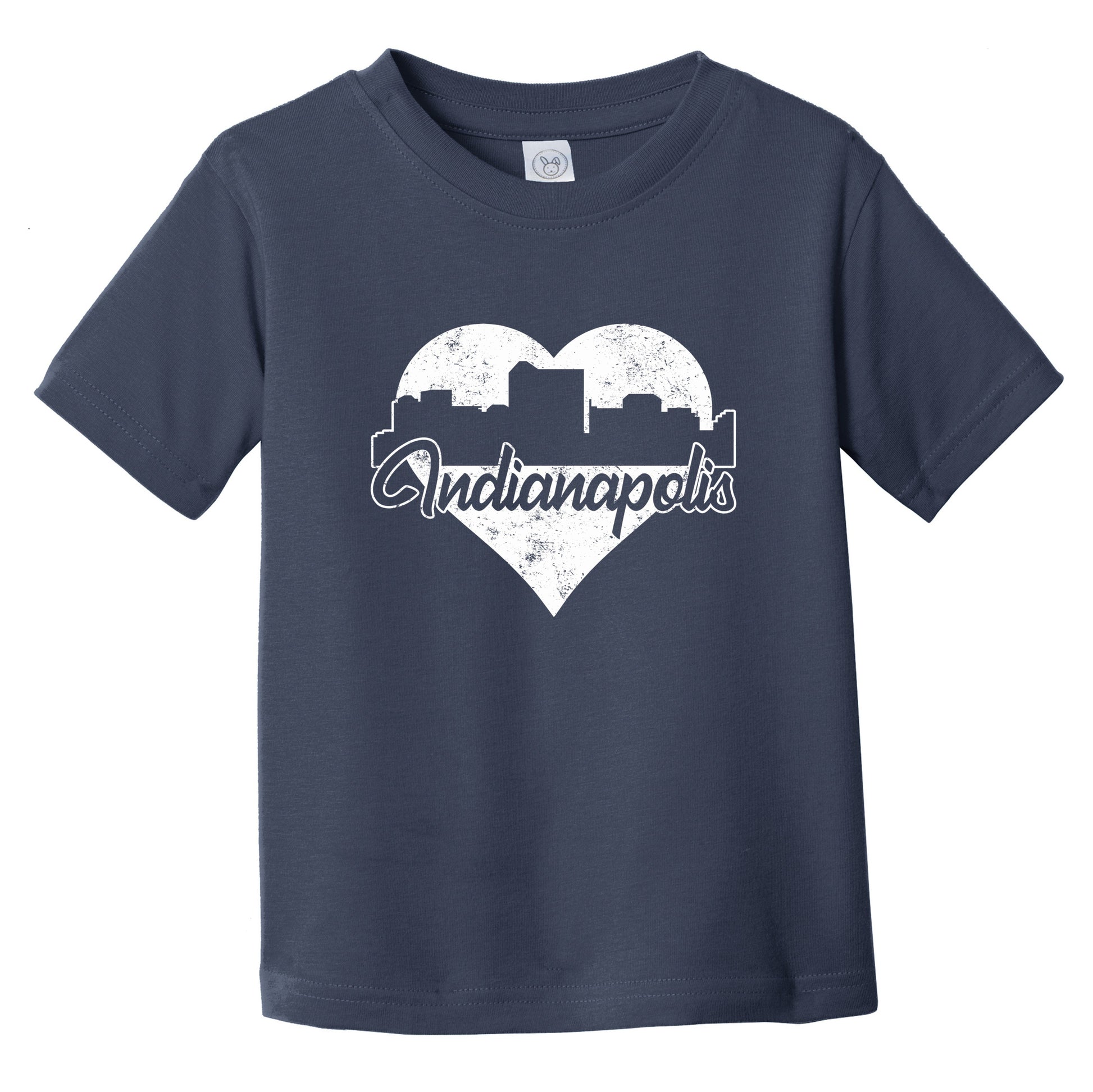 Retro Indianapolis Indiana Skyline Heart Distressed Infant Toddler T-Shirt