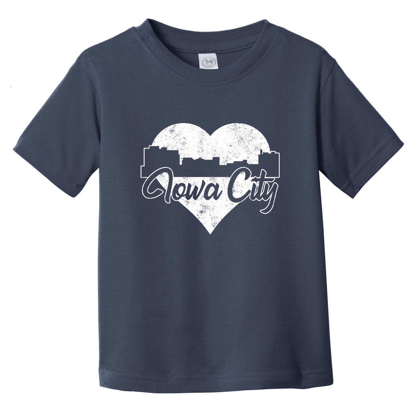 Retro Iowa City Iowa Skyline Heart Distressed Infant Toddler T-Shirt