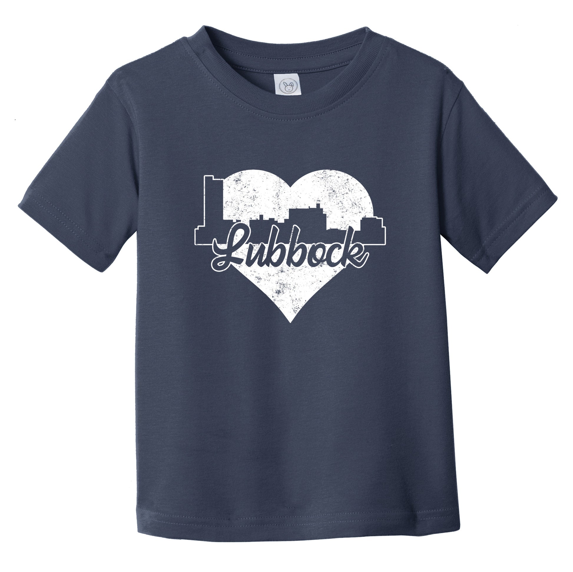 Retro Lubbock Texas Skyline Heart Distressed Infant Toddler T-Shirt
