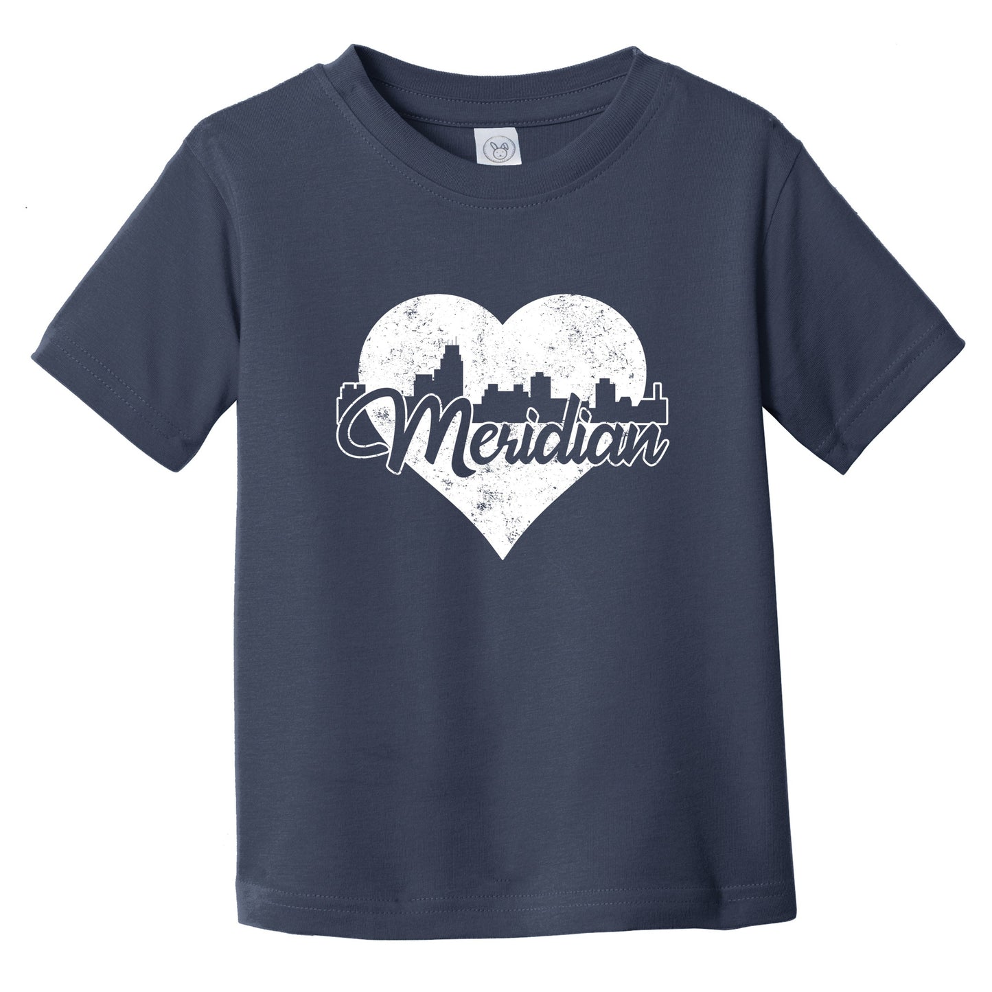 Retro Meridian Mississippi Skyline Heart Distressed Infant Toddler T-Shirt