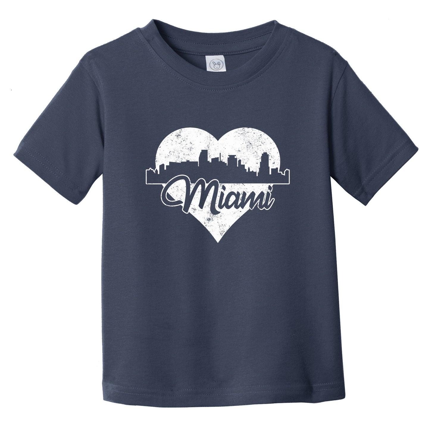 Retro Miami Florida Skyline Heart Distressed Infant Toddler T-Shirt