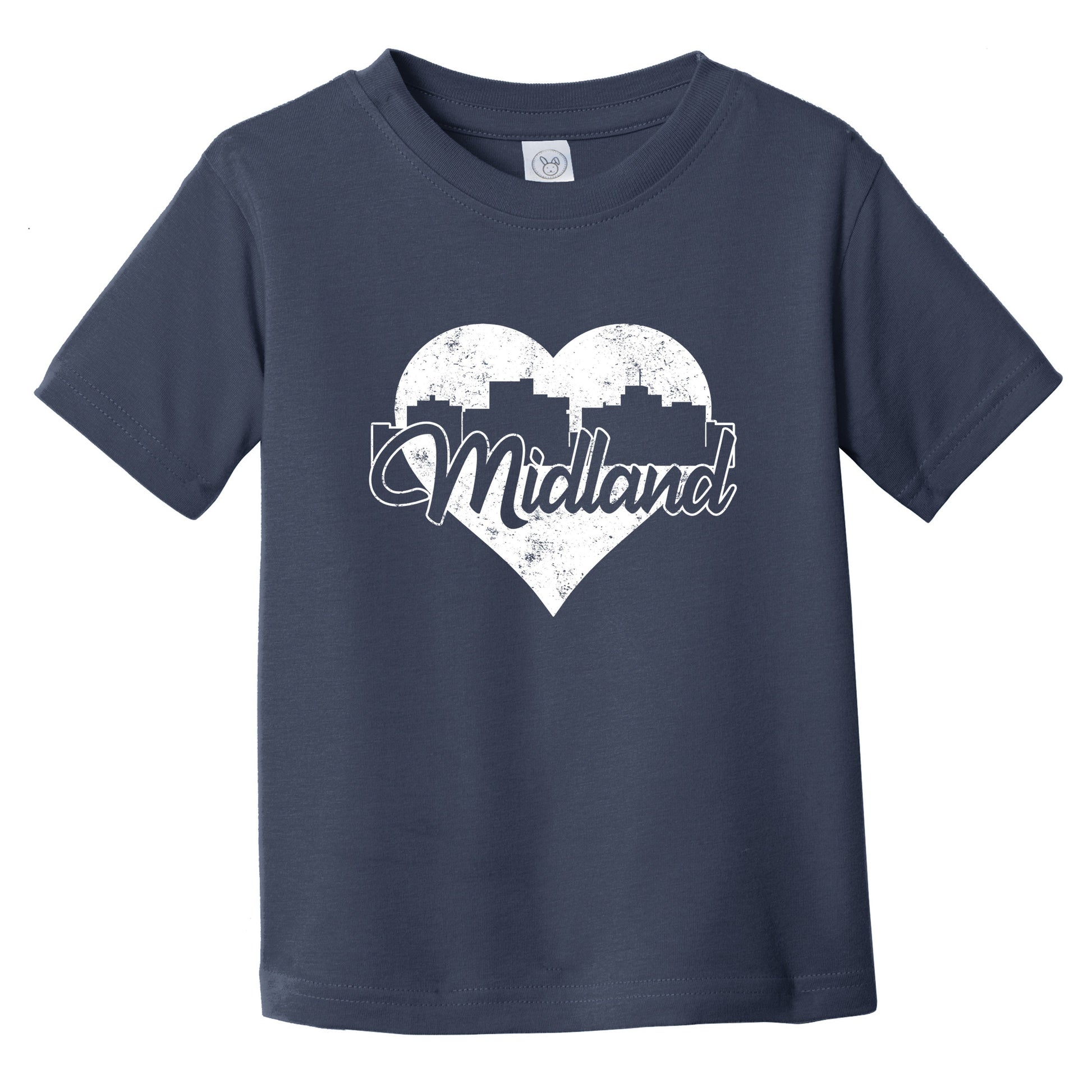 Retro Midland Texas Skyline Heart Distressed Infant Toddler T-Shirt