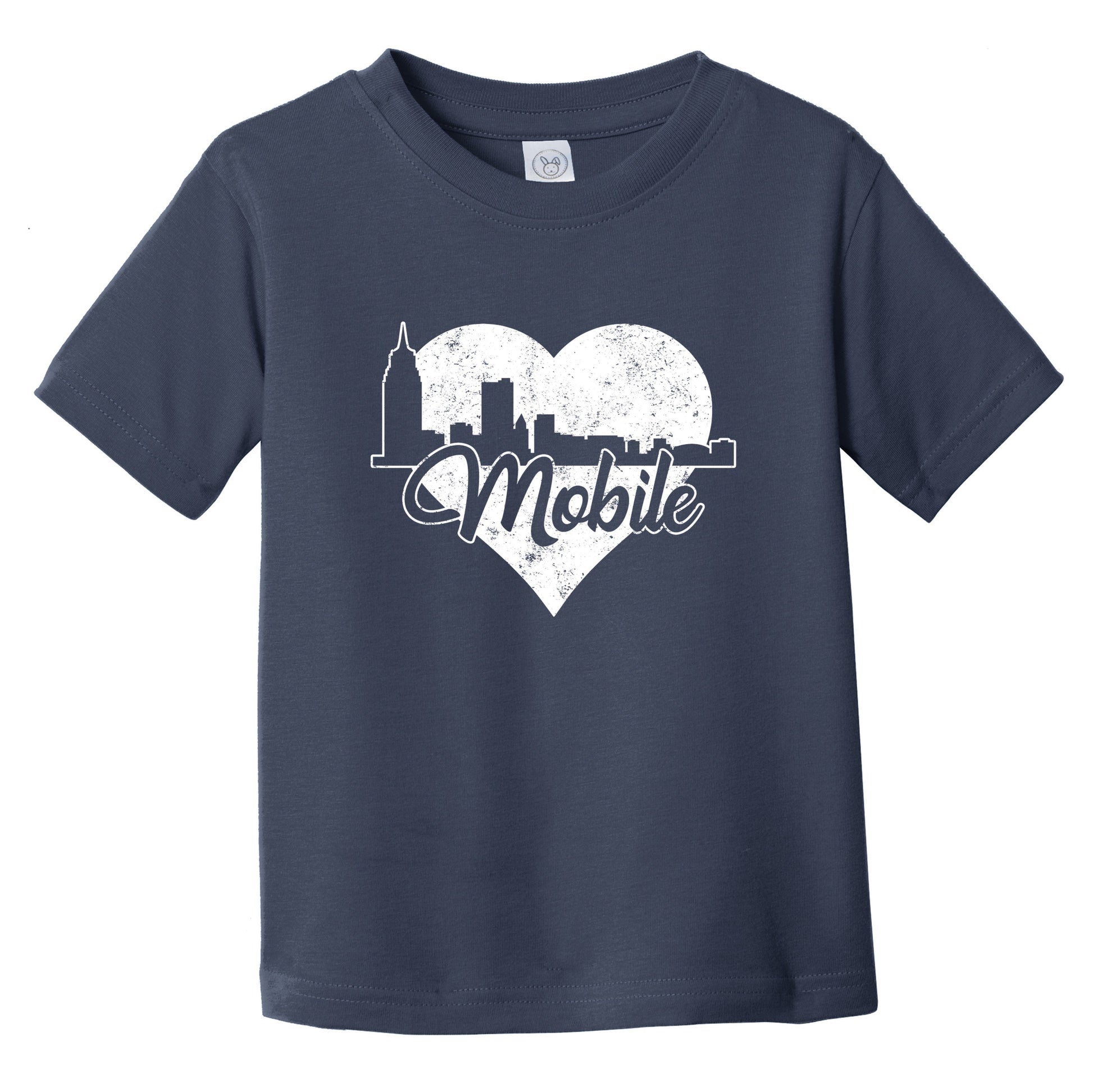 Retro Mobile Alabama Skyline Heart Distressed Infant Toddler T-Shirt
