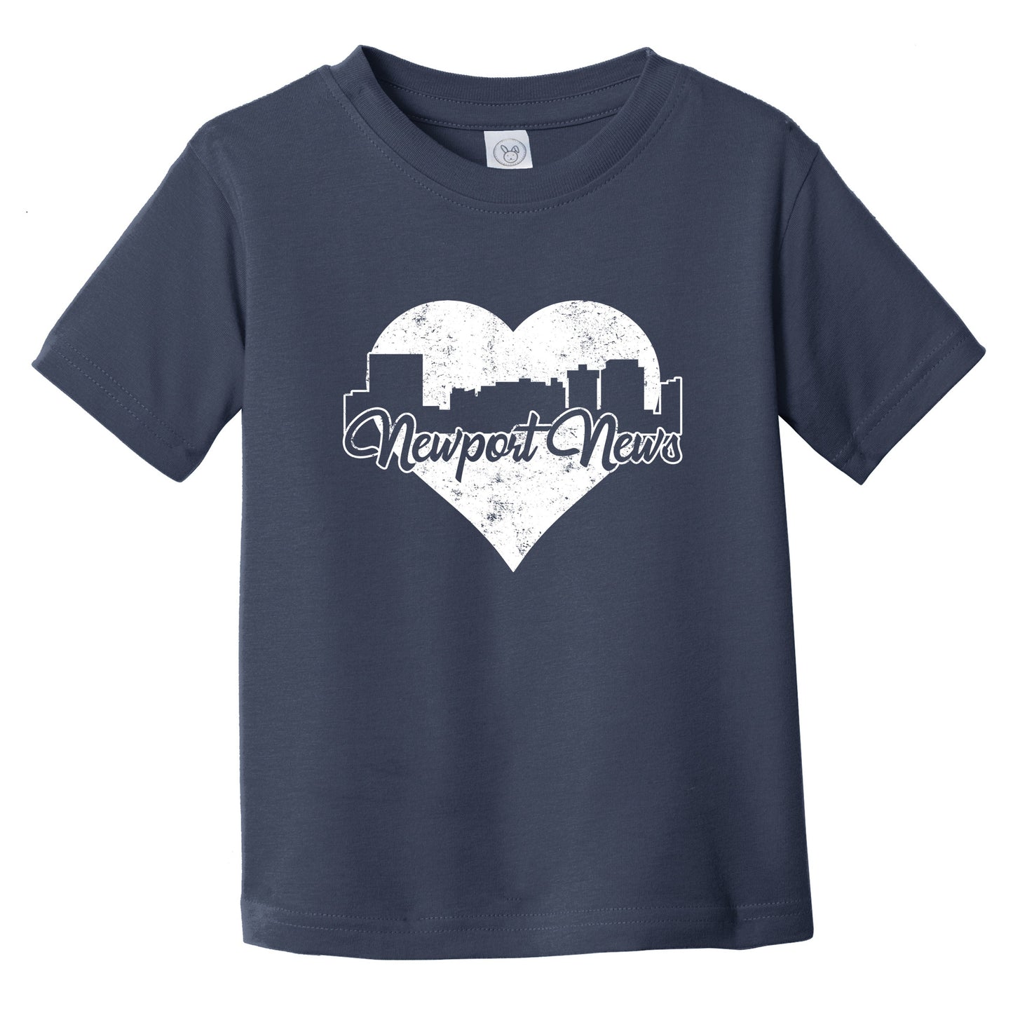 Retro Newport News Virginia Skyline Heart Distressed Infant Toddler T-Shirt