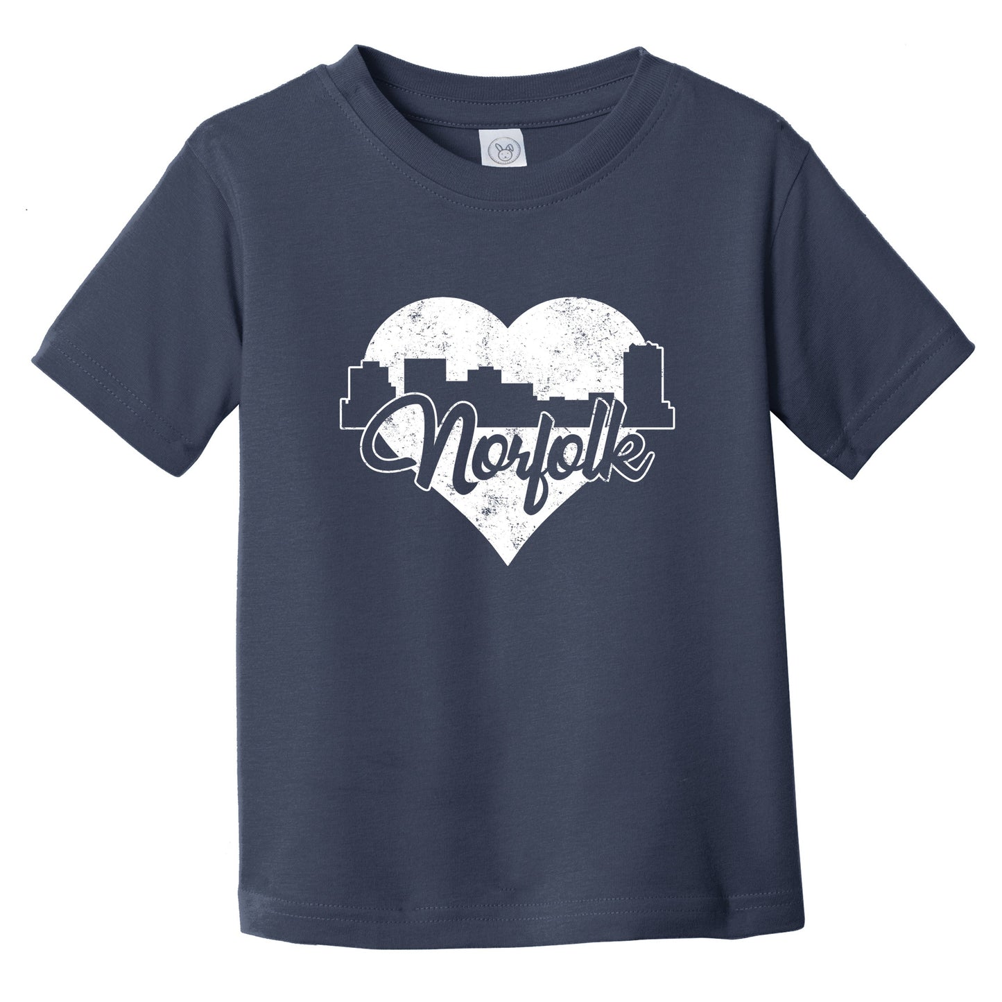 Retro Norfolk Virginia Skyline Heart Distressed Infant Toddler T-Shirt