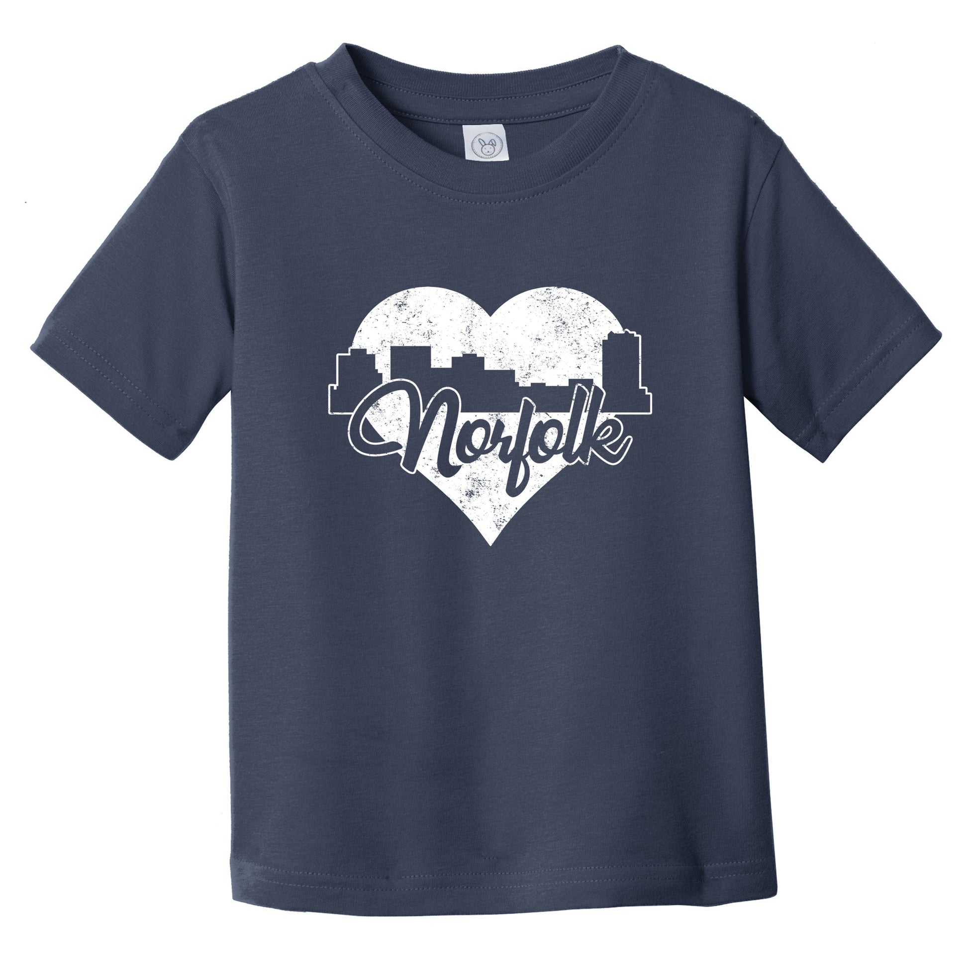 Retro Norfolk Virginia Skyline Heart Distressed Infant Toddler T-Shirt