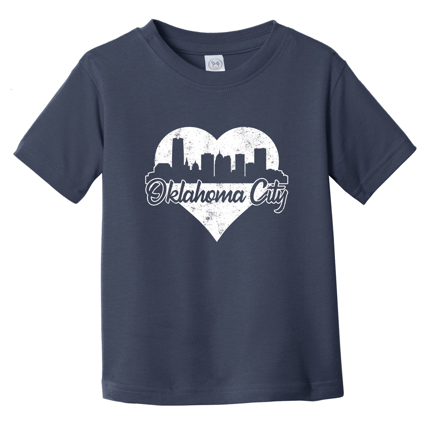 Retro Oklahoma City Skyline Heart Distressed Infant Toddler T-Shirt