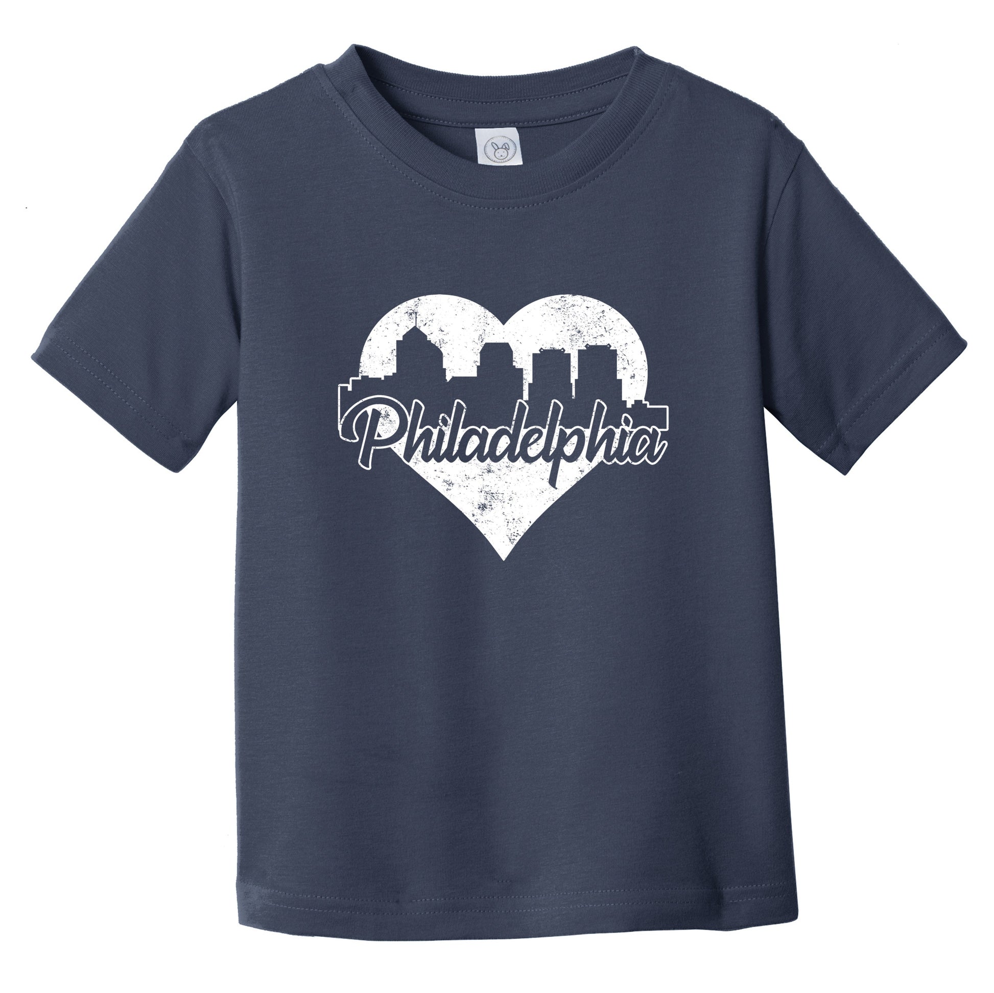 Retro Philadelphia Pennsylvania Skyline Heart Distressed Infant Toddler T-Shirt