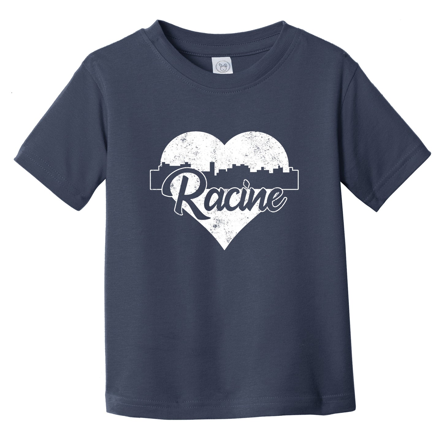 Retro Racine Wisconsin Skyline Heart Distressed Infant Toddler T-Shirt