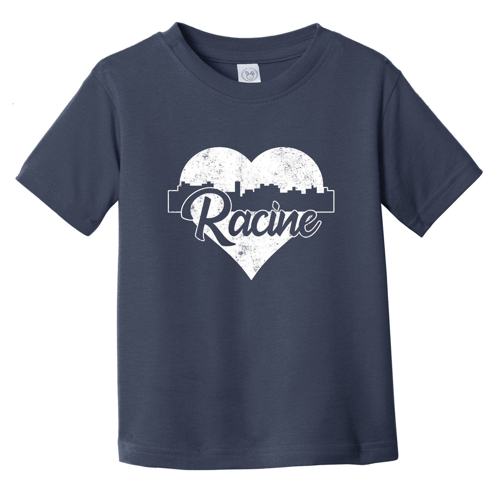 Retro Racine Wisconsin Skyline Heart Distressed Infant Toddler T-Shirt