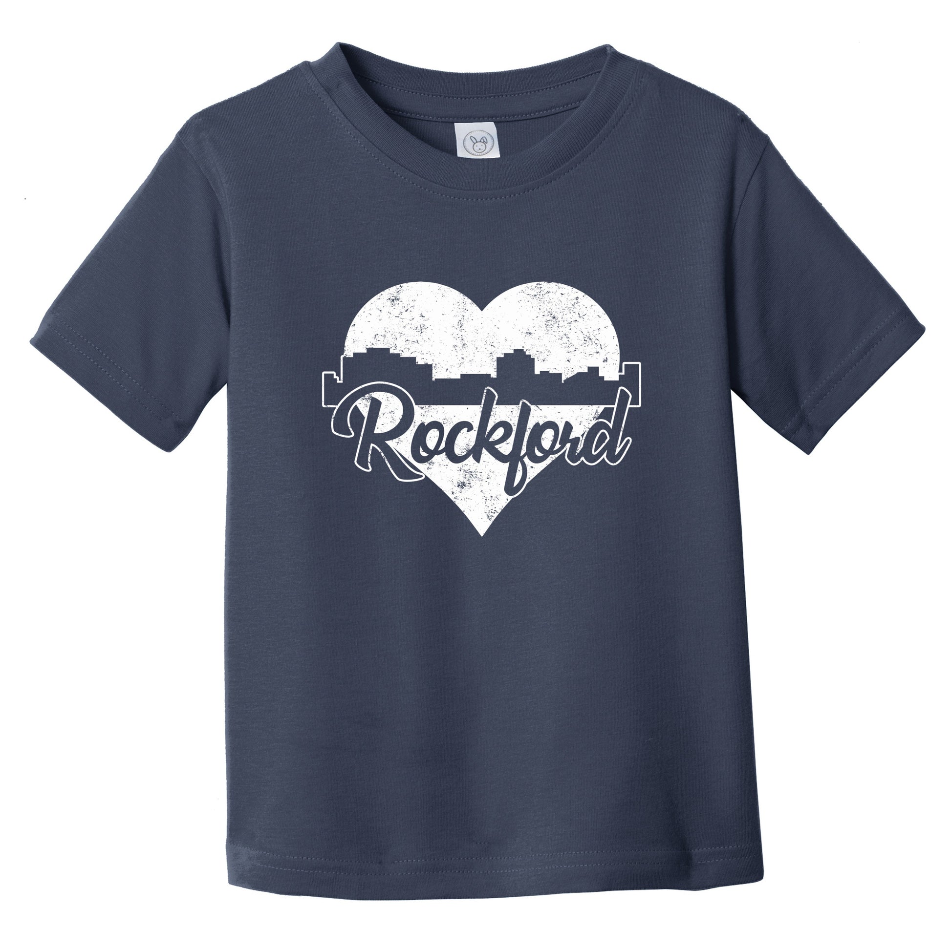 Retro Rockford Illinois Skyline Heart Distressed Infant Toddler T-Shirt