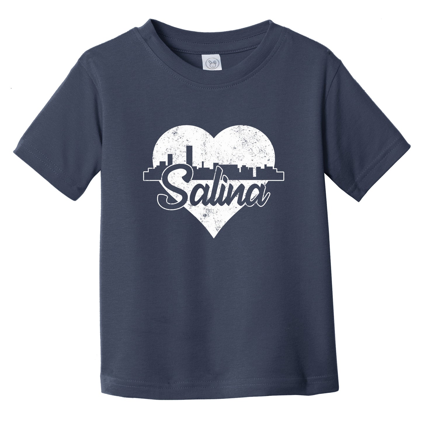 Retro Salina Kansas Skyline Heart Distressed Infant Toddler T-Shirt