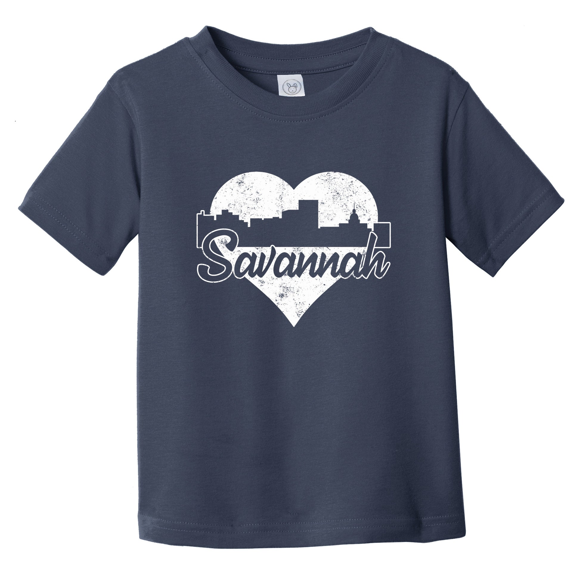 Retro Savannah Georgia Skyline Heart Distressed Infant Toddler T-Shirt