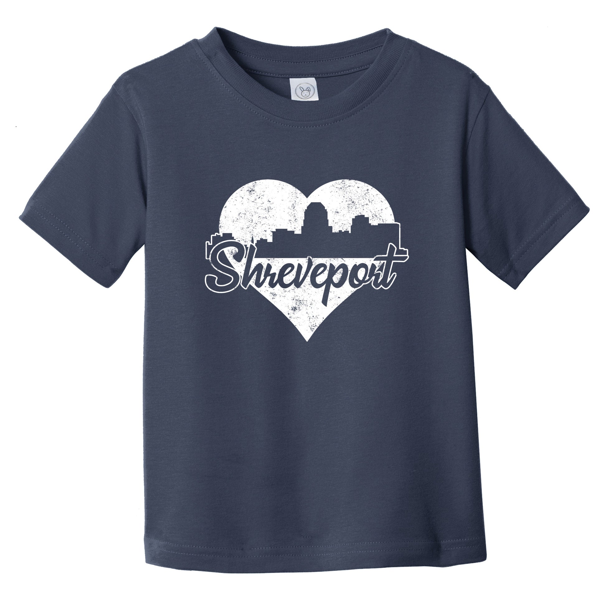 Retro Shreveport Louisiana Skyline Heart Distressed Infant Toddler T-Shirt
