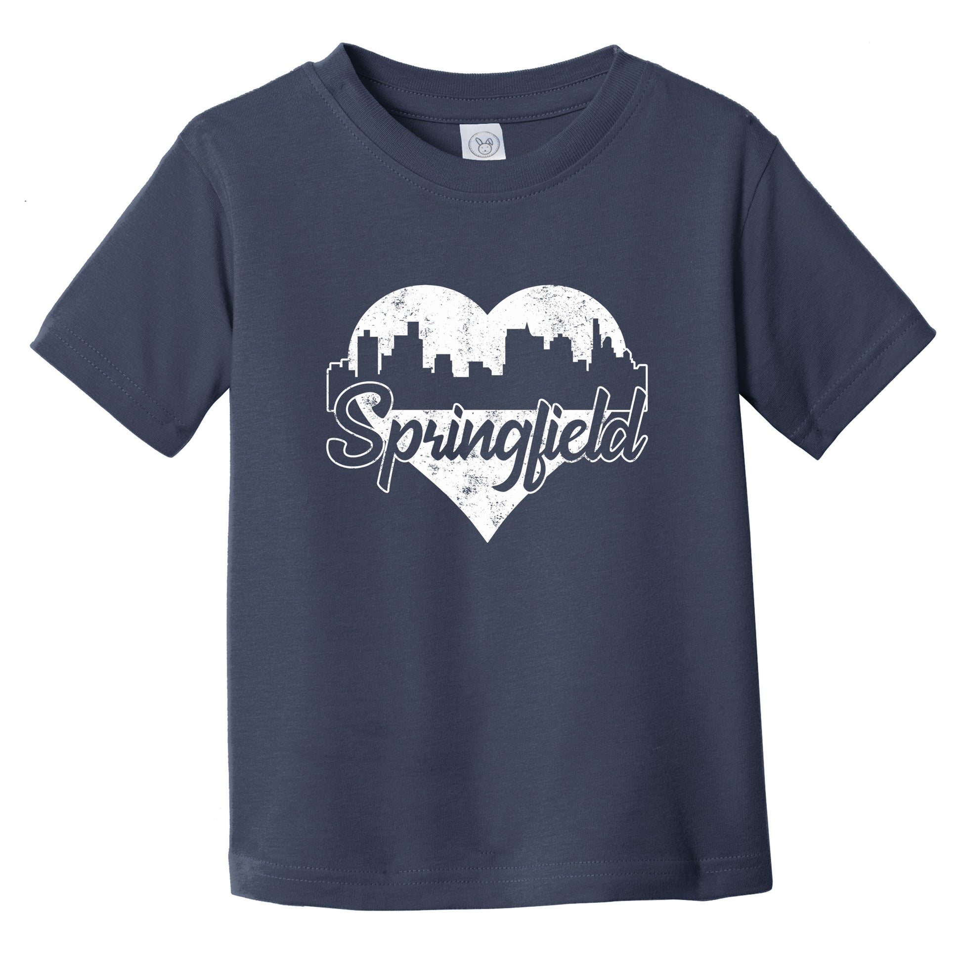 Retro Springfield Illinois Skyline Heart Distressed Infant Toddler T-Shirt