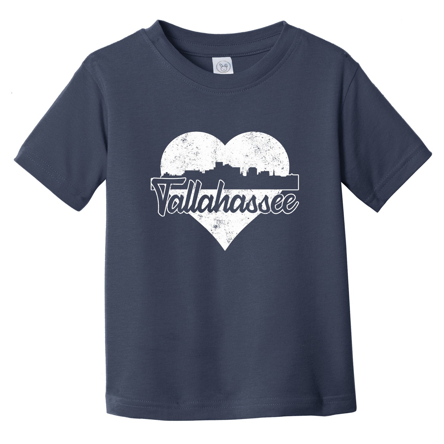 Retro Tallahassee Florida Skyline Heart Distressed Infant Toddler T-Shirt