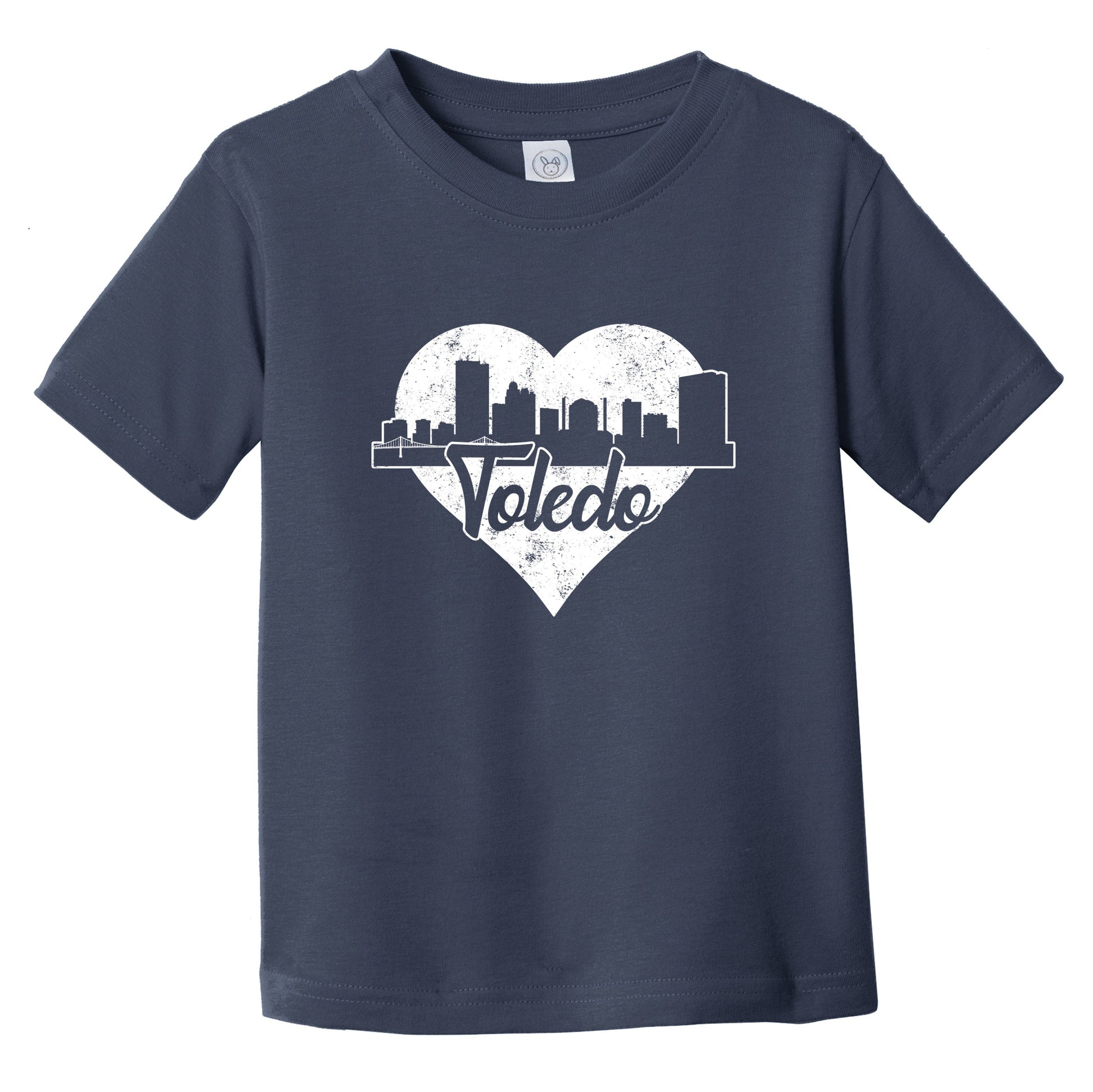 Retro Toledo Ohio Skyline Heart Distressed Infant Toddler T-Shirt