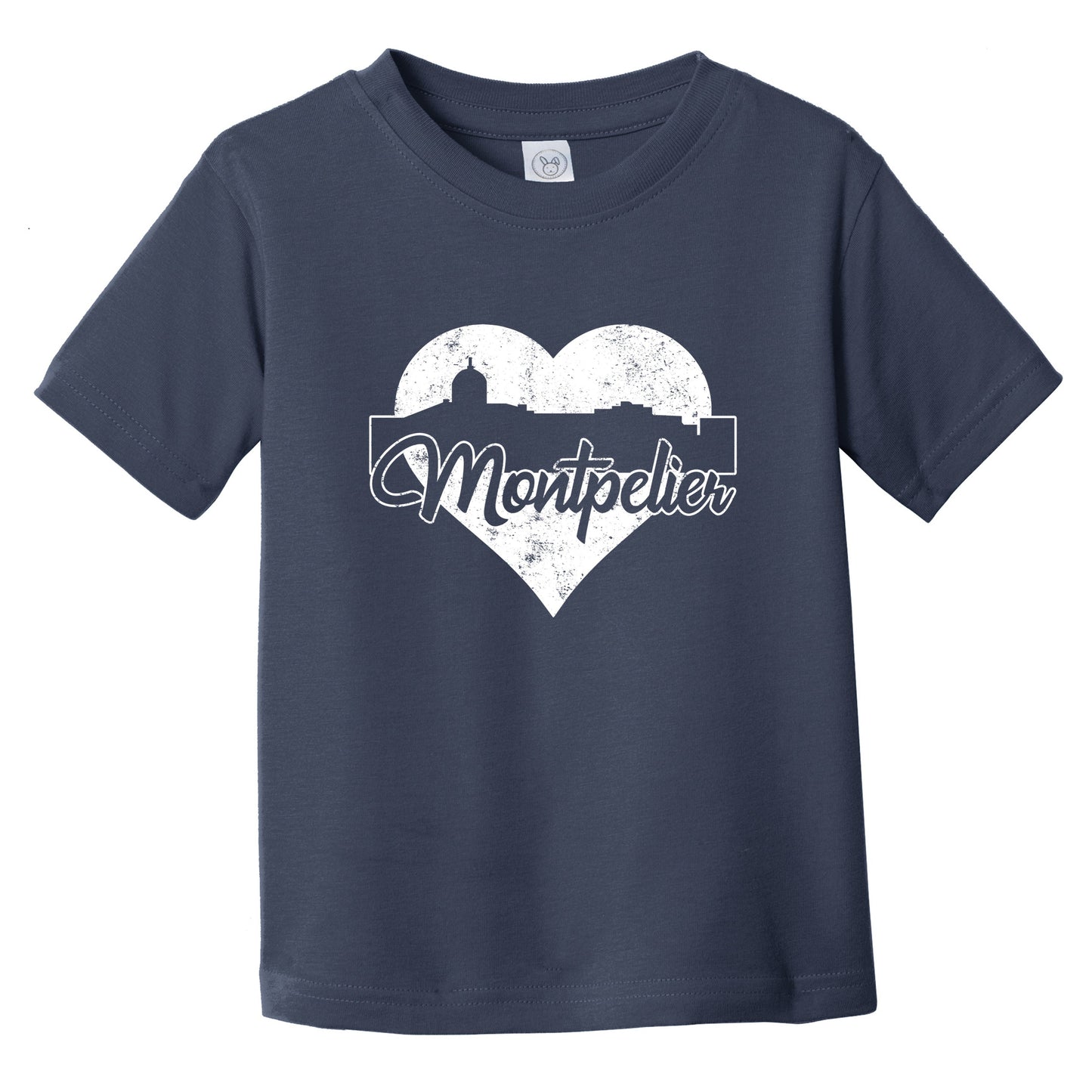 Retro Montpelier Vermont Skyline Heart Distressed Infant Toddler T-Shirt