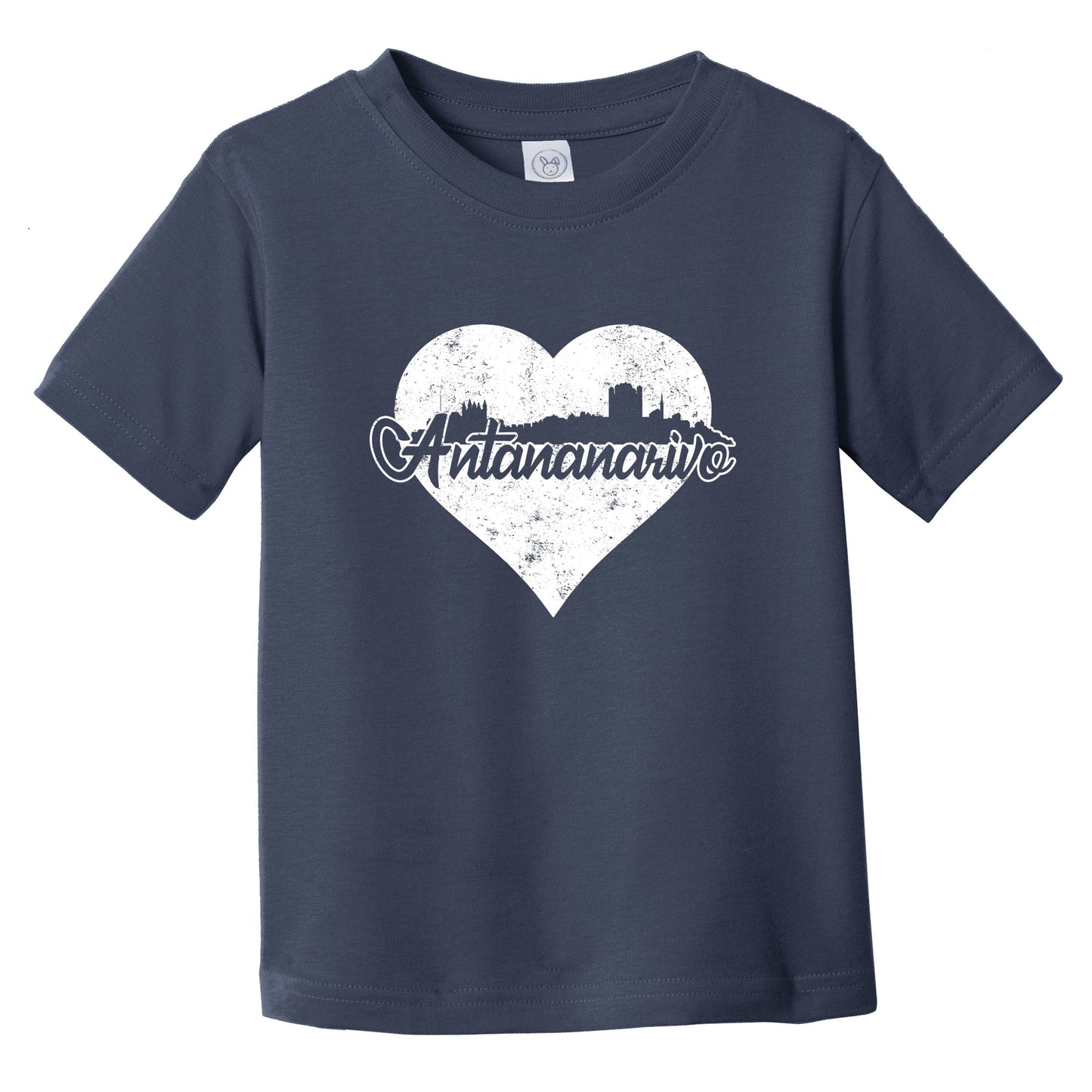 Retro Antananarivo Madagascar Skyline Heart Distressed Infant Toddler T-Shirt