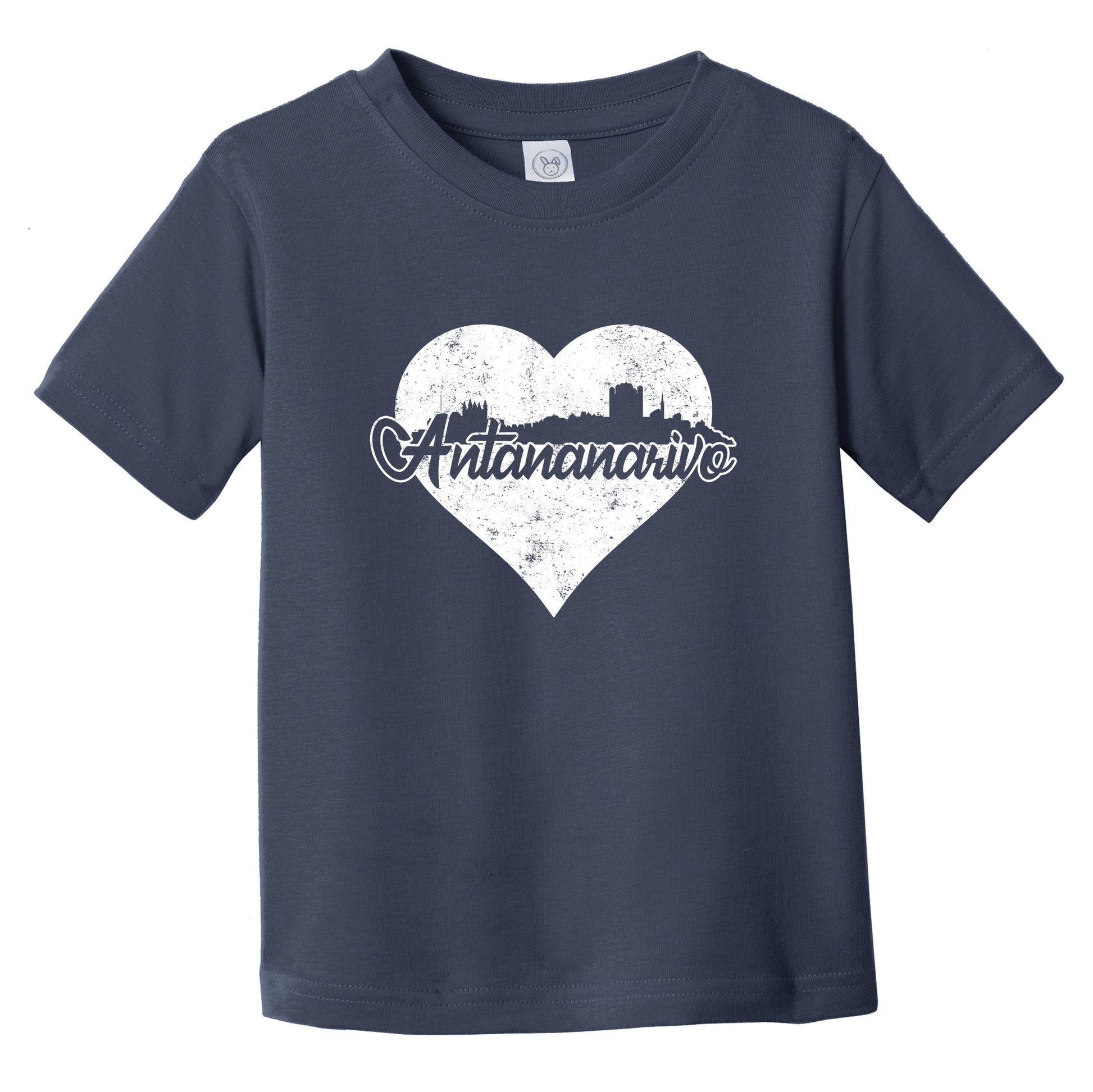 Retro Antananarivo Madagascar Skyline Heart Distressed Infant Toddler T-Shirt