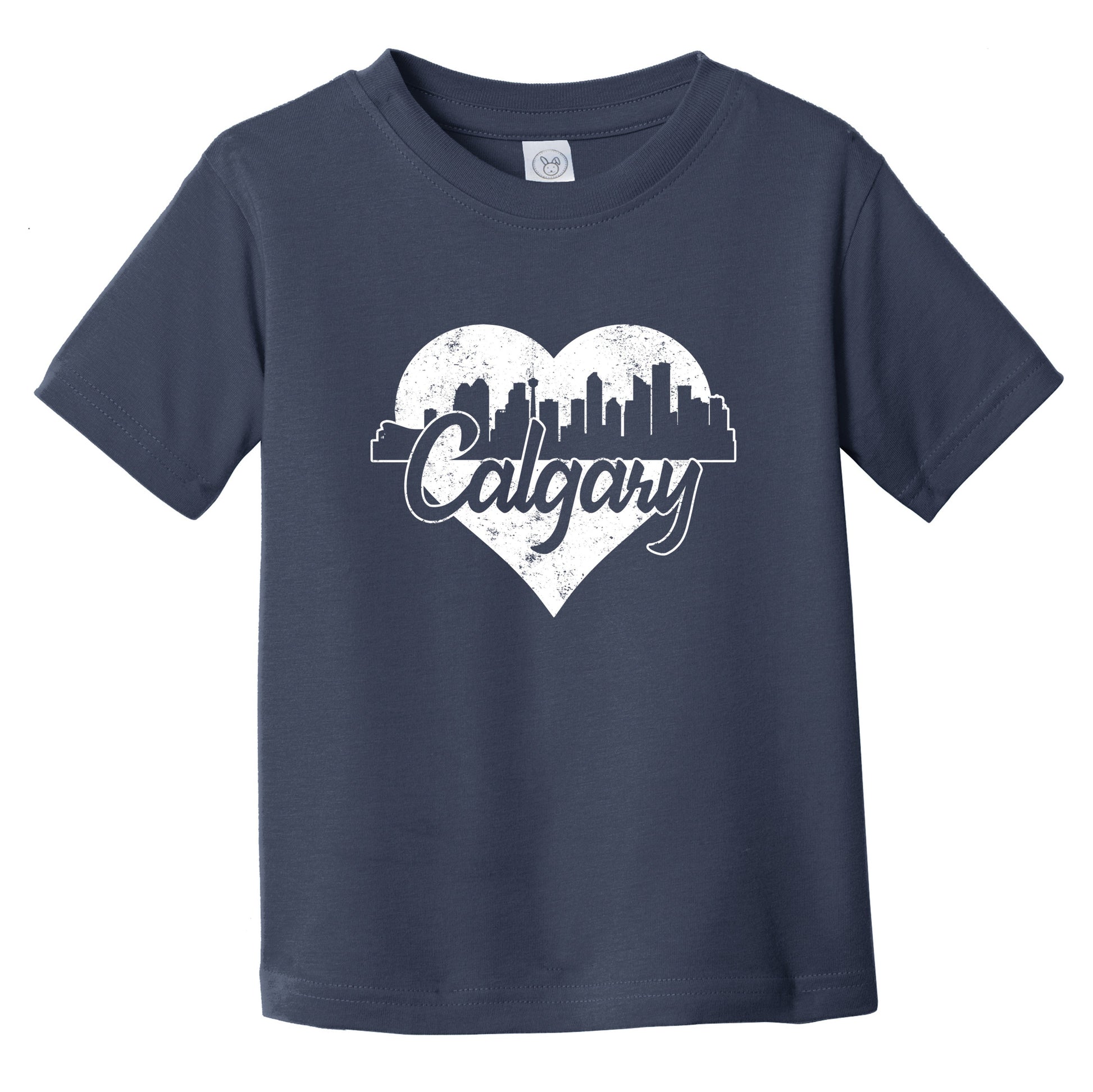 Retro Calgary Alberta Canada Skyline Heart Distressed Infant Toddler T-Shirt