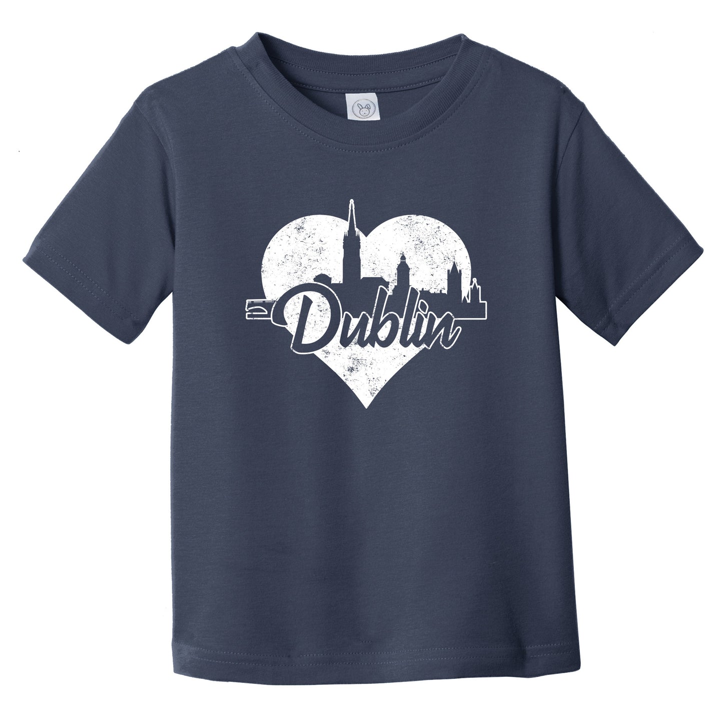 Retro Dublin Ireland Skyline Heart Distressed Infant Toddler T-Shirt