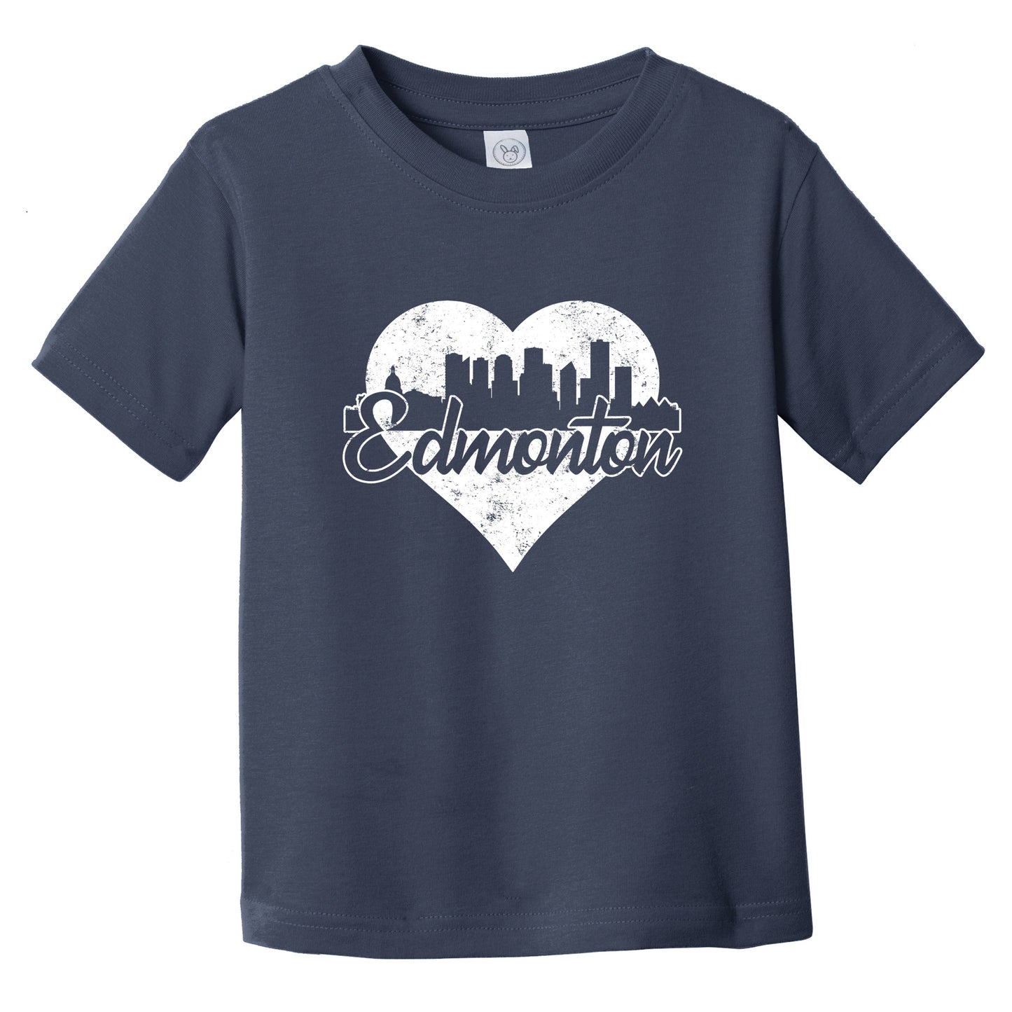 Retro Edmonton Alberta Canada Skyline Heart Distressed Infant Toddler T-Shirt
