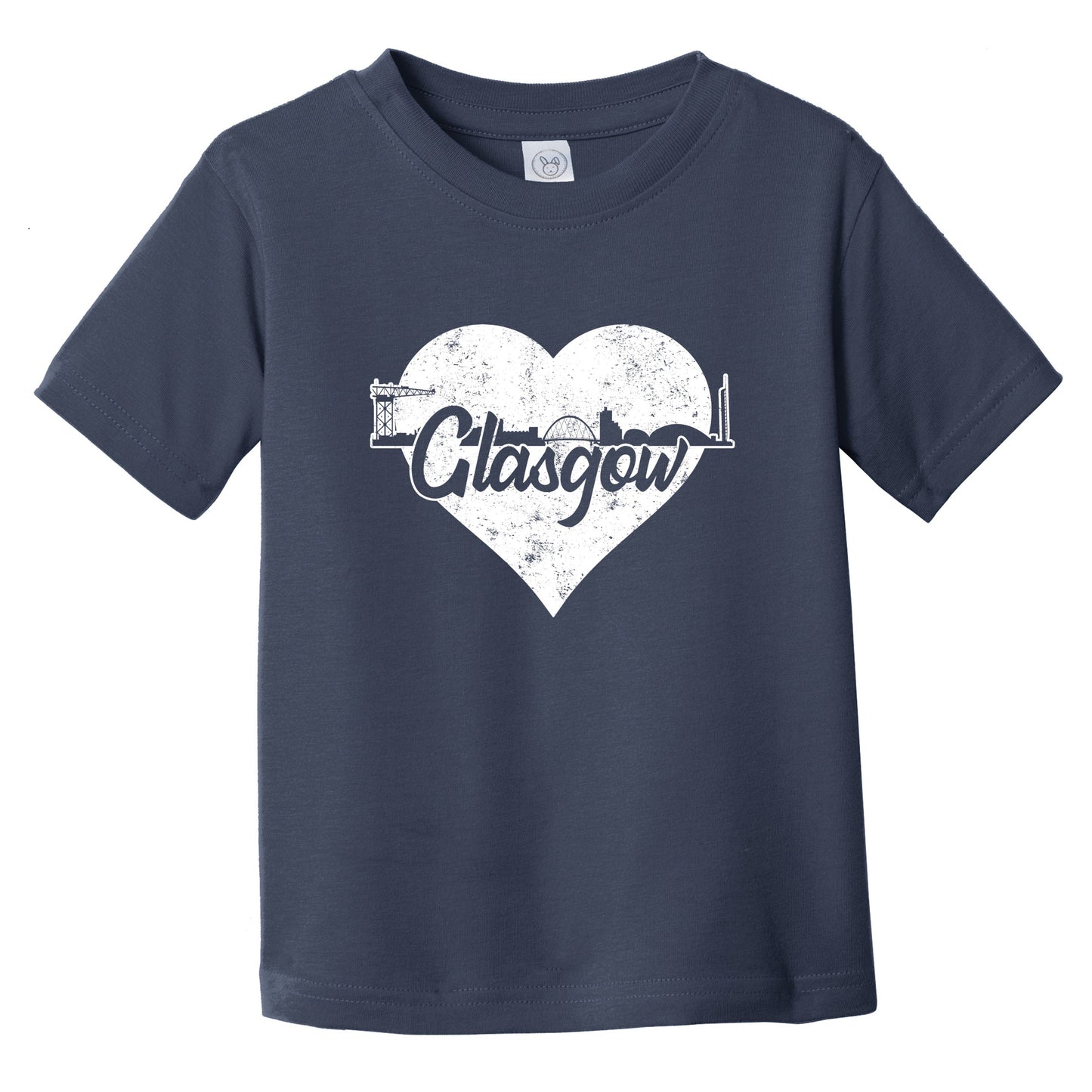 Retro Glasgow Scotland Skyline Heart Distressed Infant Toddler T-Shirt