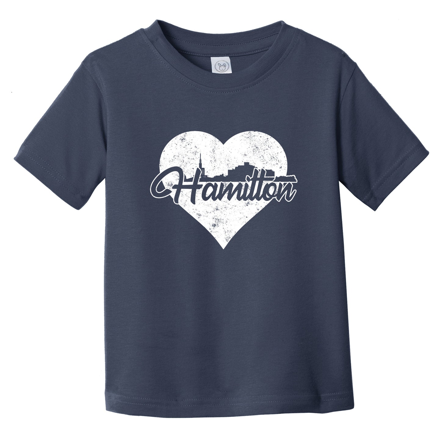 Retro Hamilton New Zealand Skyline Heart Distressed Infant Toddler T-Shirt