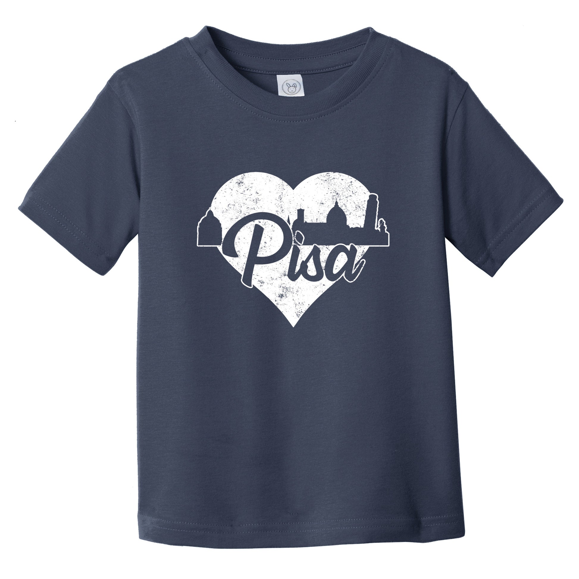 Retro Pisa Italy Skyline Heart Distressed Infant Toddler T-Shirt