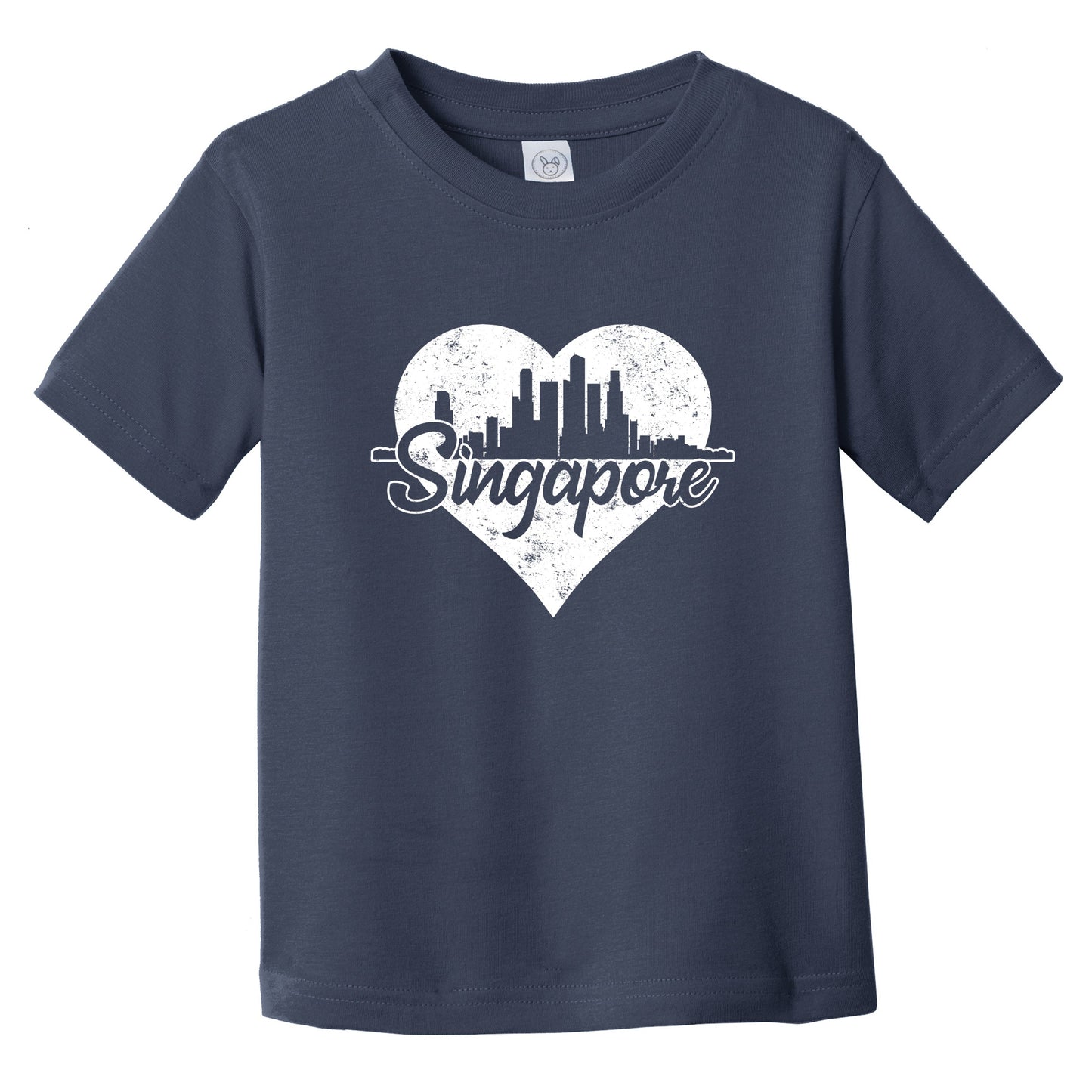 Retro Singapore Skyline Heart Distressed Infant Toddler T-Shirt