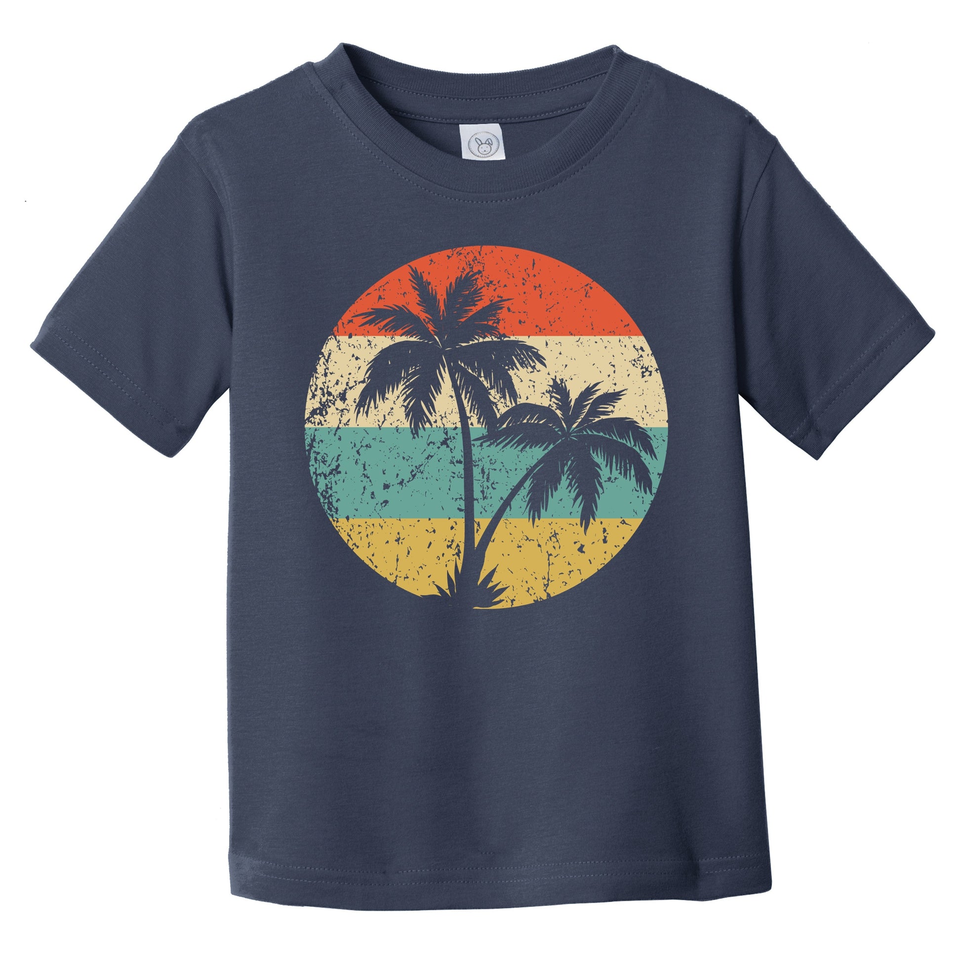 Tropical Beach Vacation Retro Palm Trees Icon Infant Toddler T-Shirt