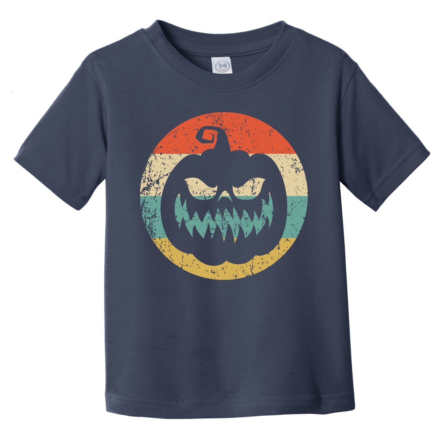 Retro Halloween Scary Jackolantern Pumpkin Silhouette Spooky Infant Toddler T-Shirt