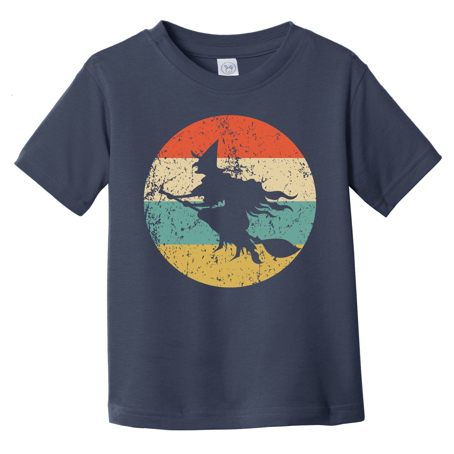 Retro Spooky Scary Flying Witch Silhouette Halloween Infant Toddler T-Shirt
