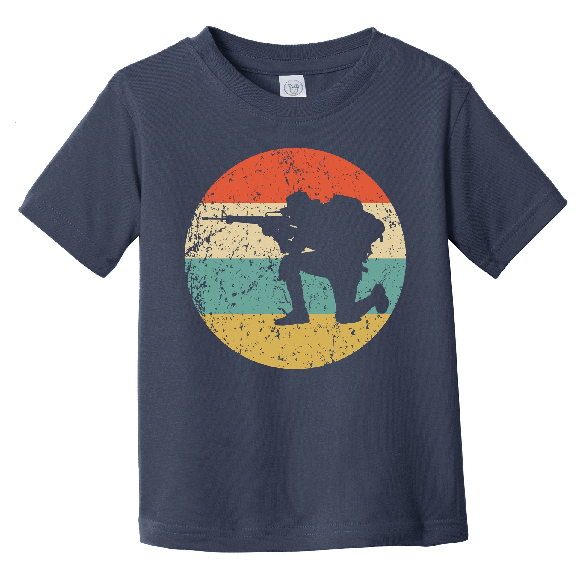 Crouching Soldier Silhouette Retro Military Infant Toddler T-Shirt