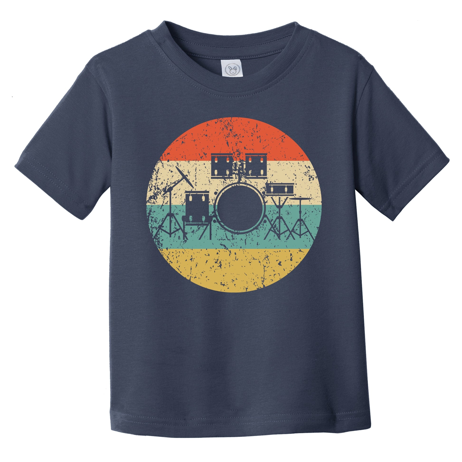 Drum Set Silhouette Retro Music Musician Musical Instrument Infant Toddler T-Shirt