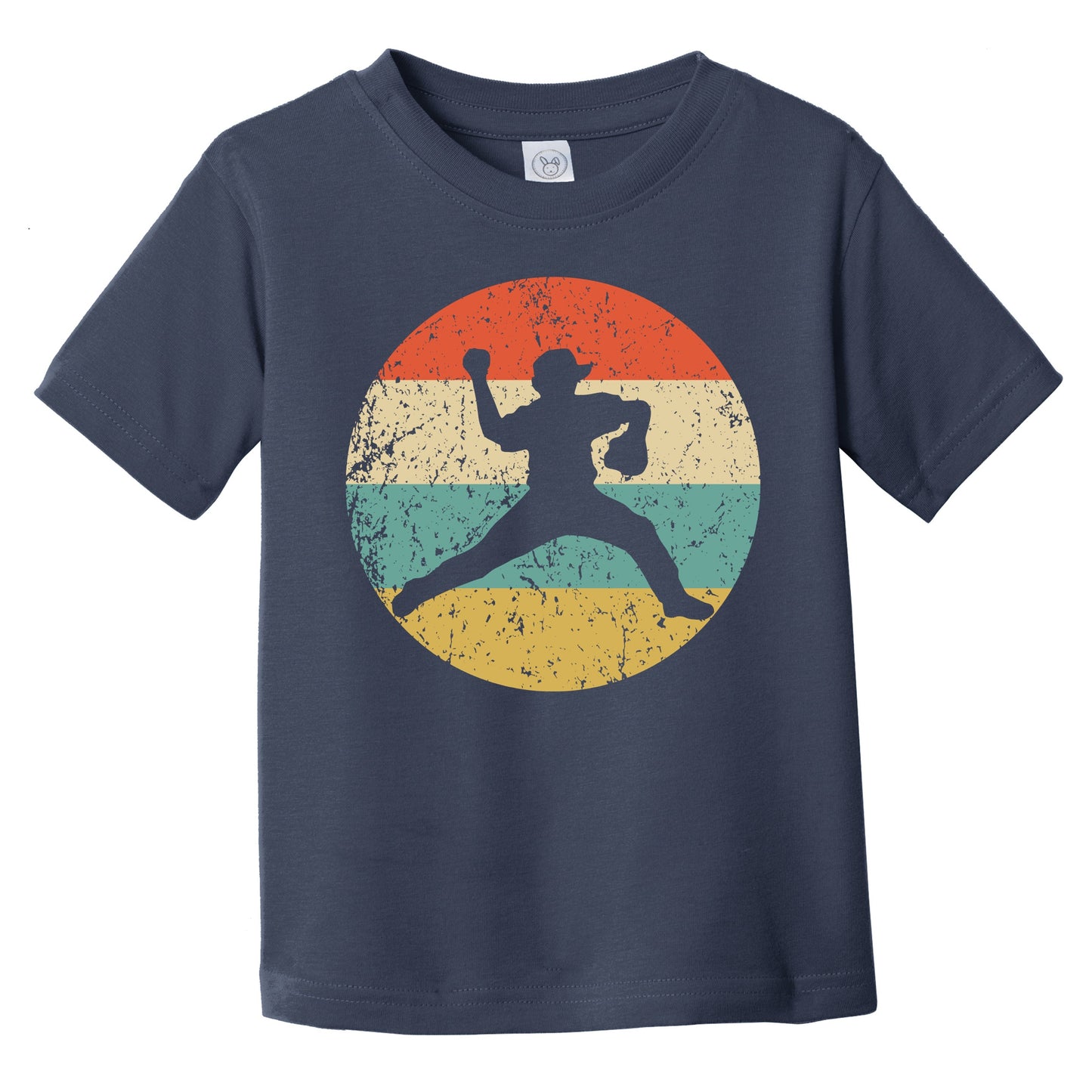 Baseball Player Pitcher Silhouette Retro Sports Infant Toddler T-Shirt